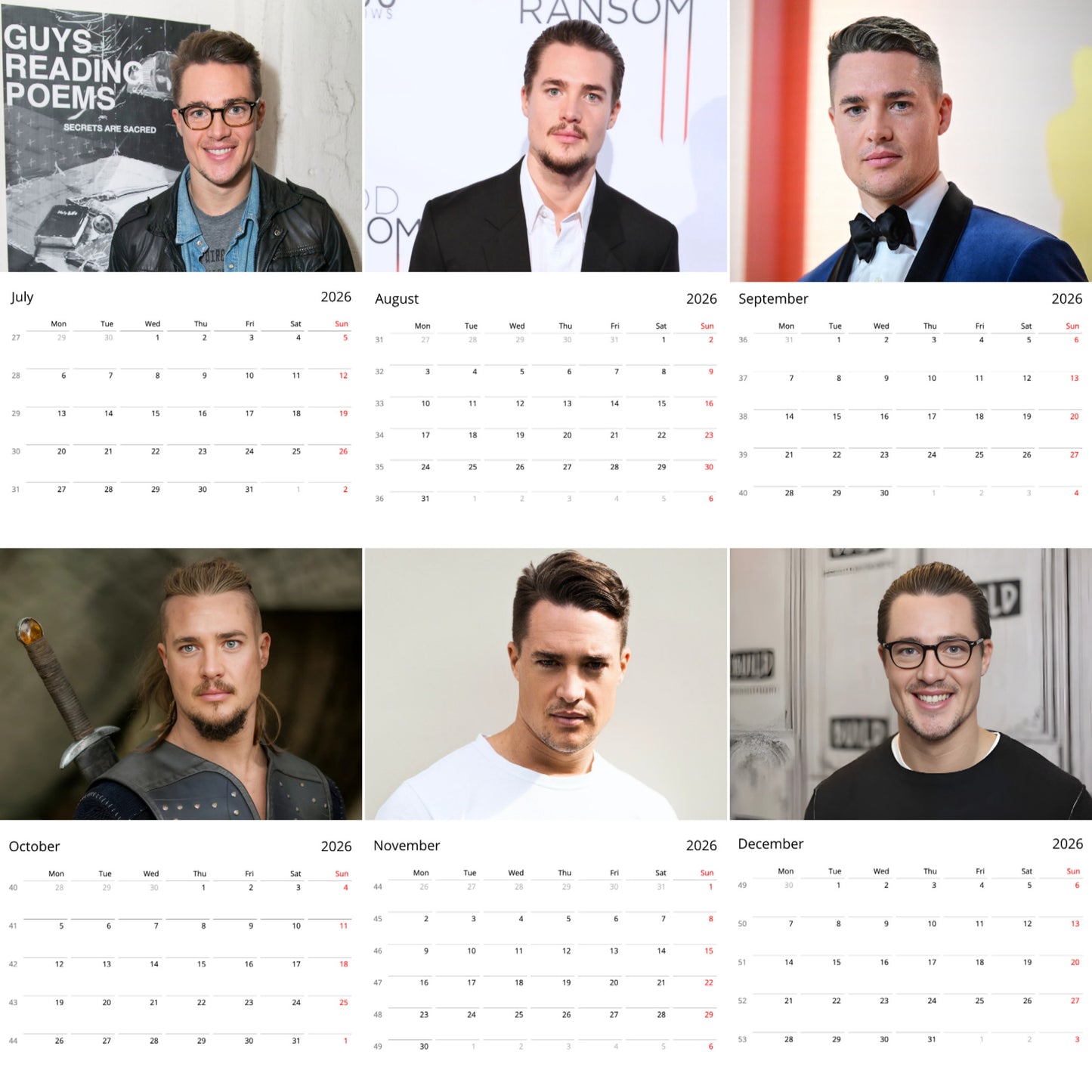 Alexander Dreymon 2026 Wall Calendar (Large Calendar) β Celebrity Fan Gift, Premium Wall Art