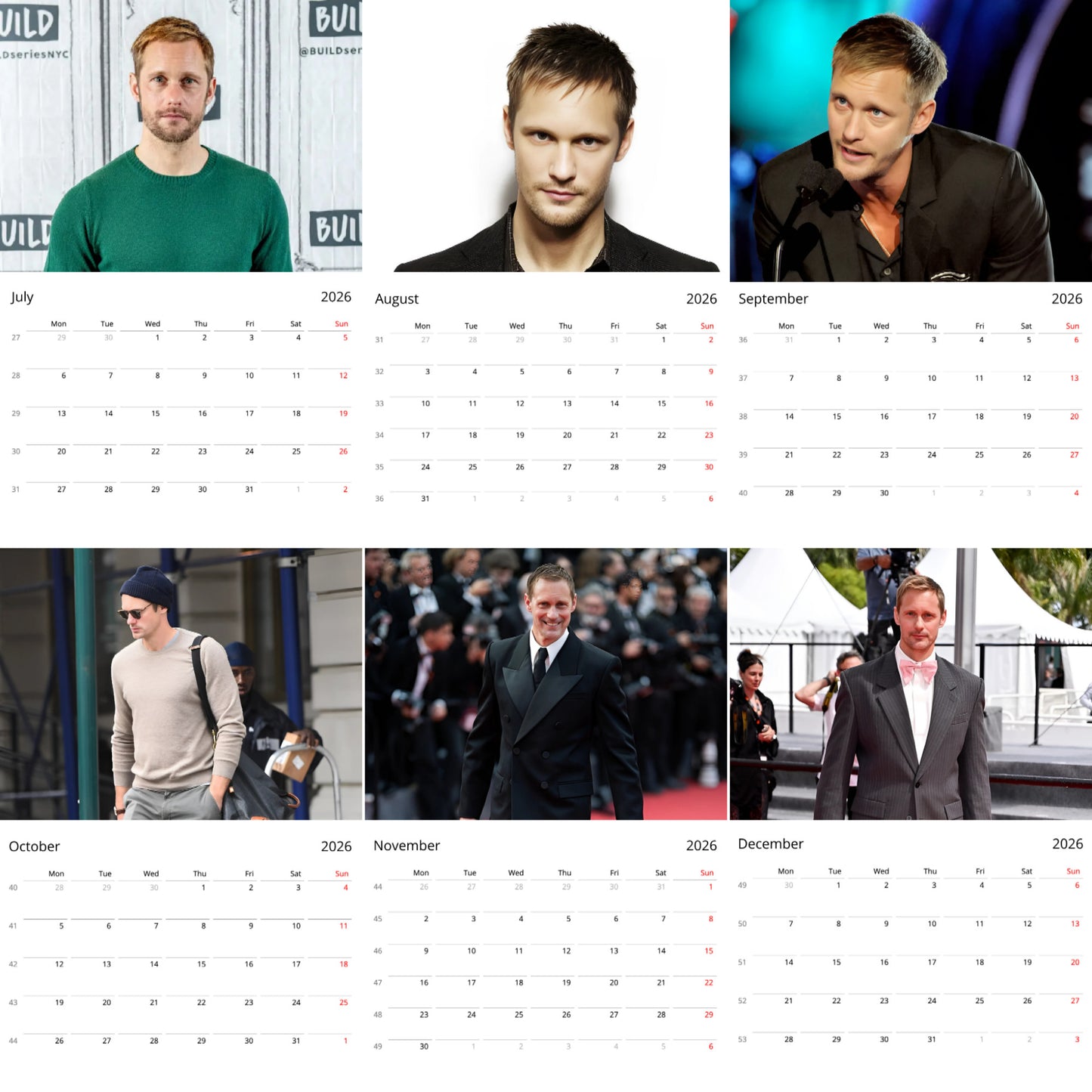 Alexander Skarsgård 2026 Wall Calendar (Large Calendar) – Hollywood Star Fan Gift, Premium Wall Art