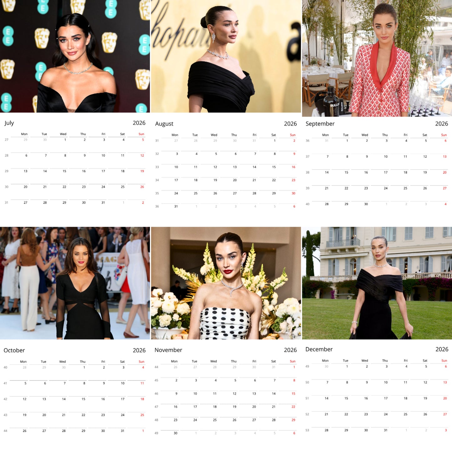 Amy Jackson 2026 Wall Calendar (Large Calendar) β Celebrity Fan Gift, Premium Wall Art