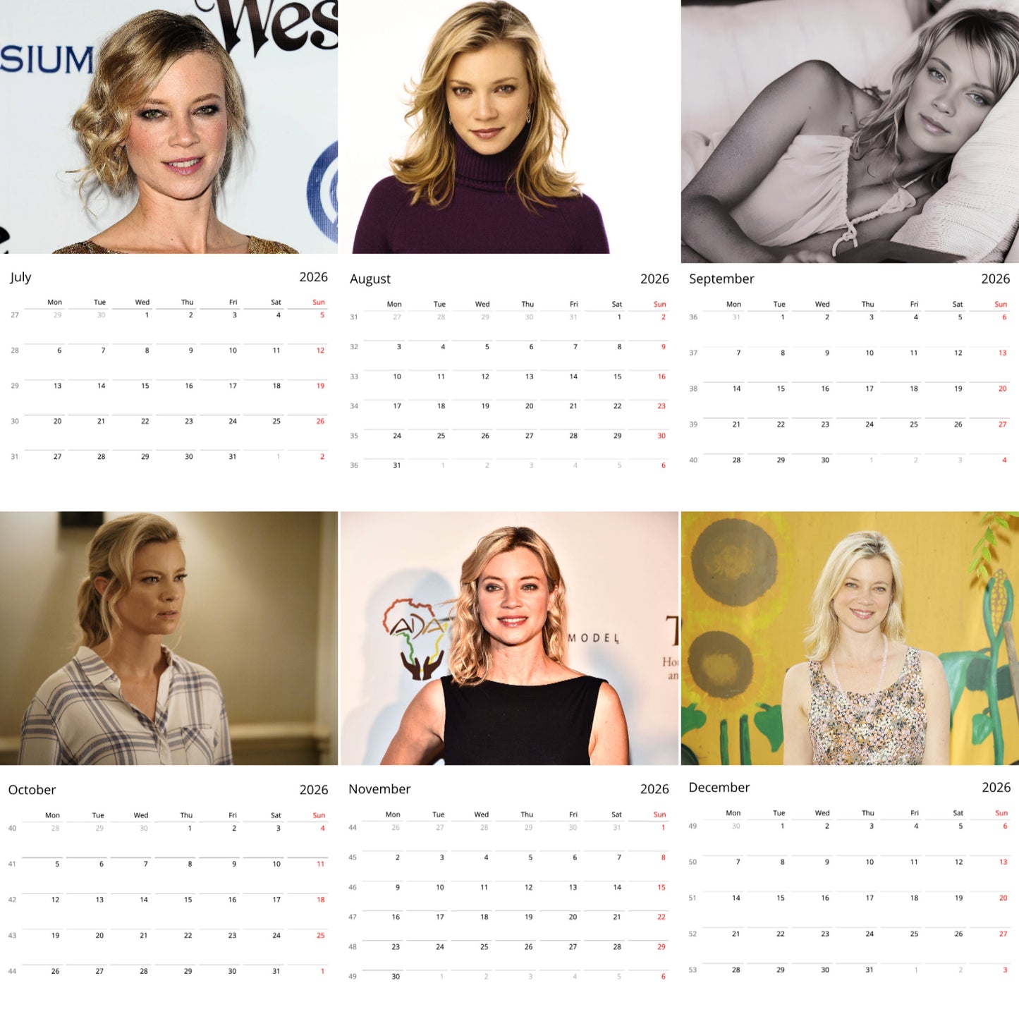 Amy Smart 2026 Wall Calendar (Large Calendar) β Celebrity Fan Gift, Premium Wall Art