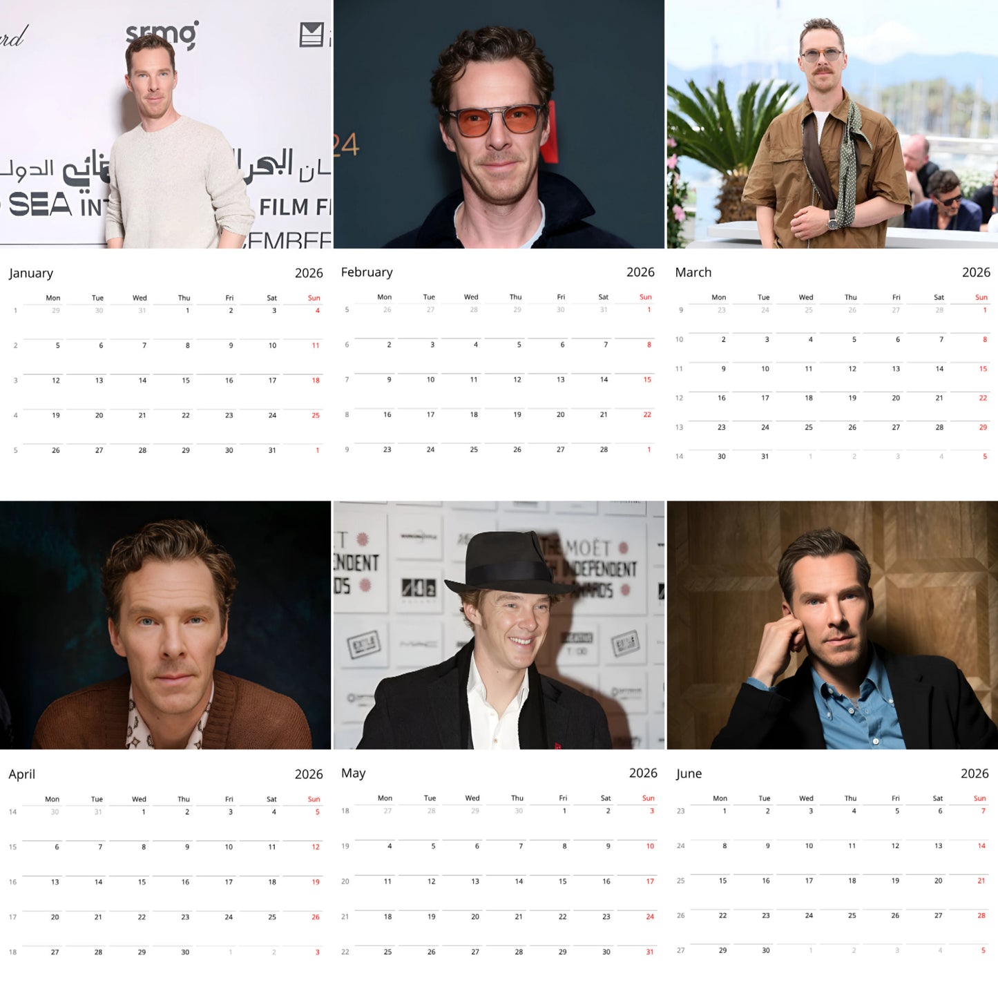 Benedict Cumberbatch 2026 Wall Calendar β Sherlock & Marvel Star, Perfect Fan Gift