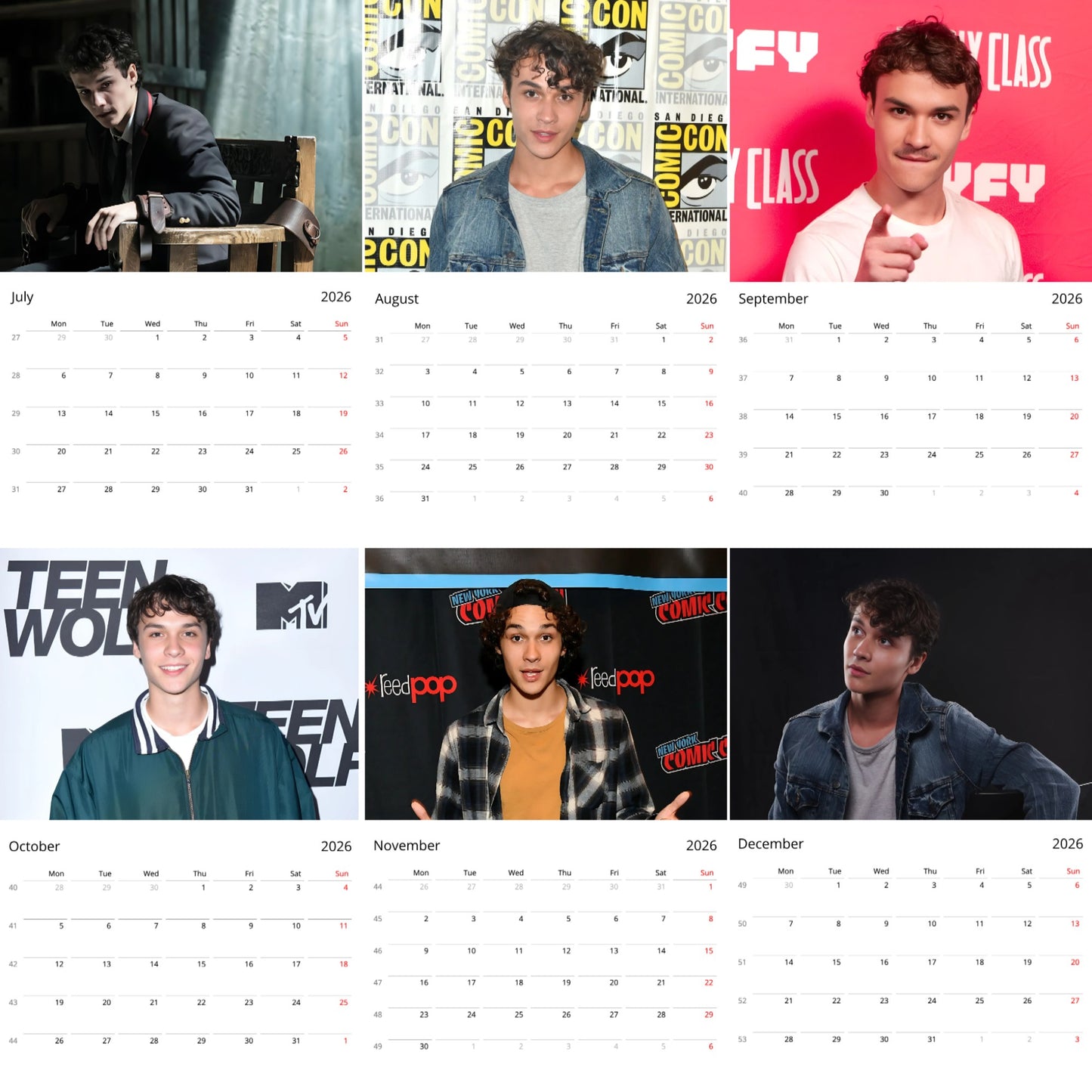 Benjamin Wadsworth 2026 Wall Calendar – Deadly Class Star, Fan Gift