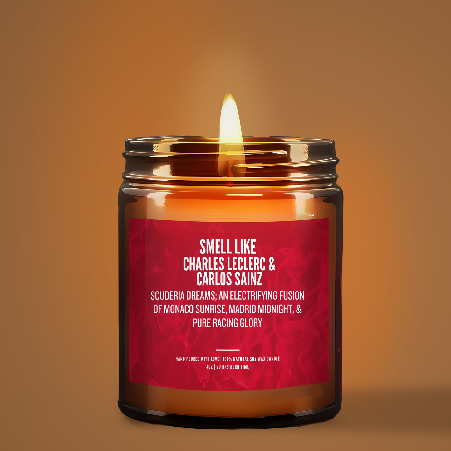 Ferrari F1 Drivers Scented Gift | Leclerc & Sainz | Luxury Soy Candle | Formula 1 Fan Gift | Hand-Poured Amber Jar