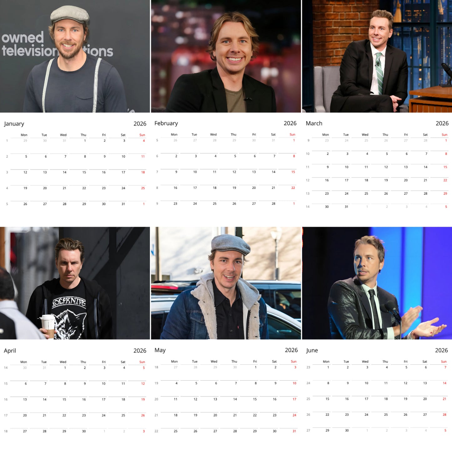 Dax Shepard 2026 Wall Calendar β Premium Actor Calendar for Fans, Hollywood Star Gift