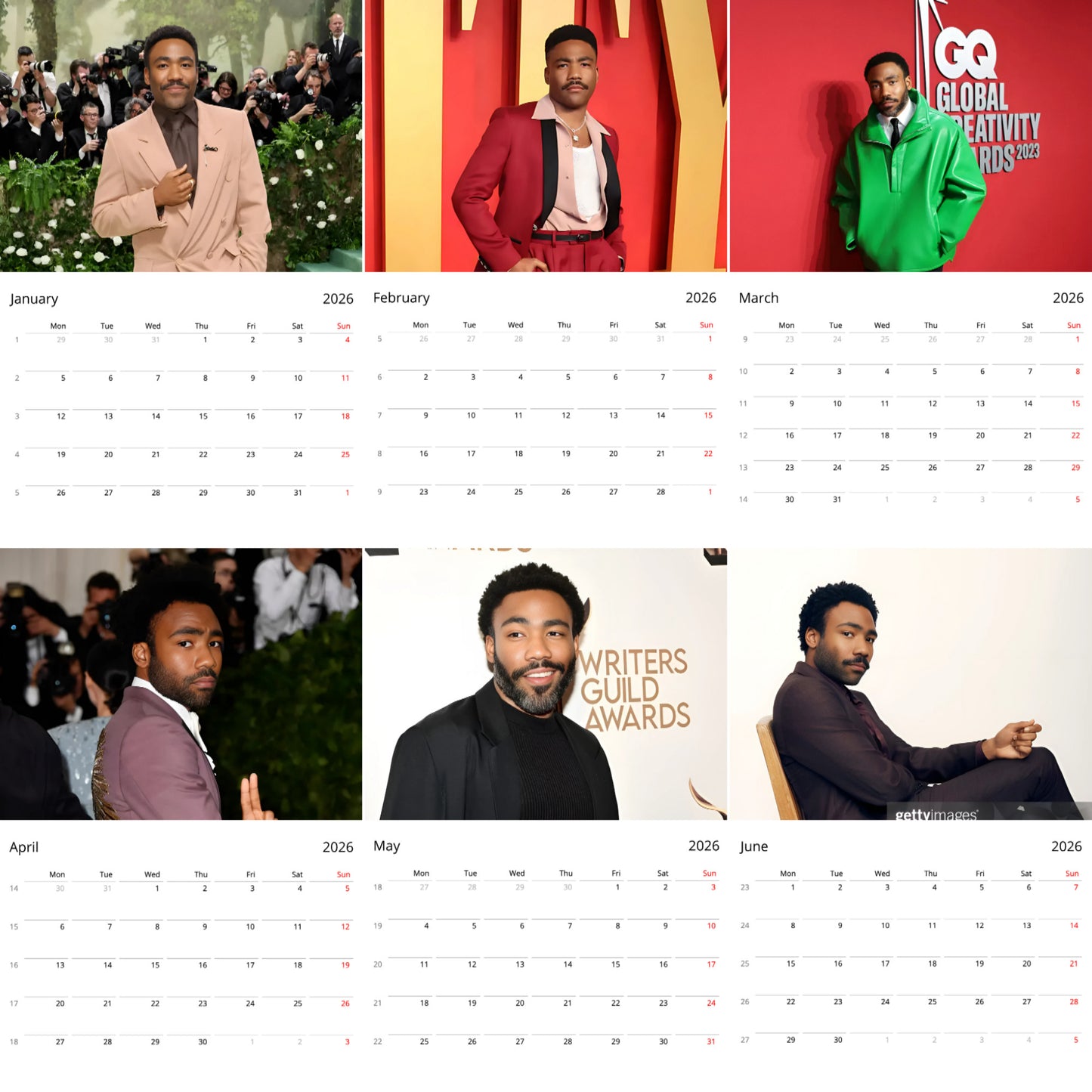 Donald Glover 2026 Wall Calendar β Premium Actor & Musician Calendar for Fans, Hollywood Star Gift