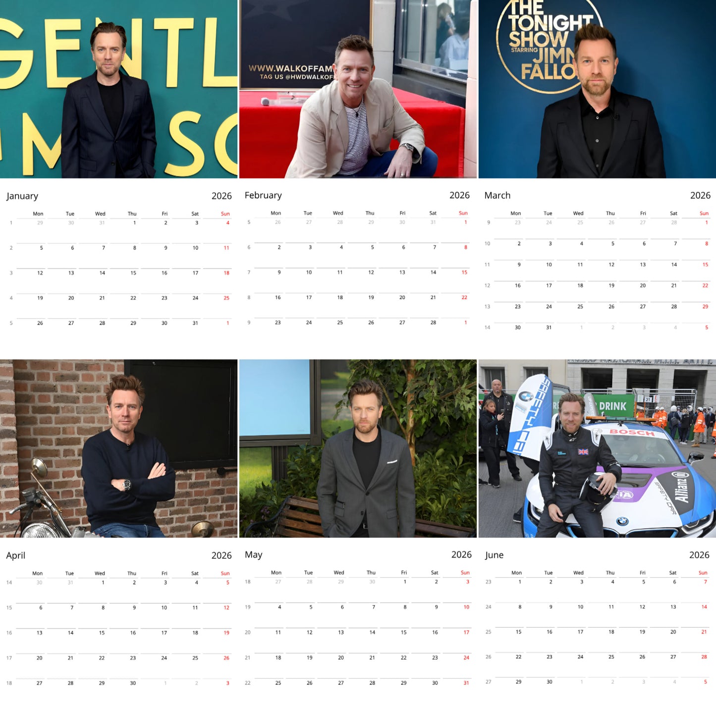 Ewan McGregor 2026 Wall Calendar β Premium Actor Calendar for Fans, Hollywood Star Gift