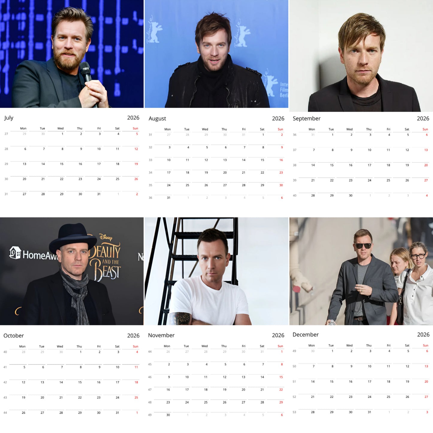 Ewan McGregor 2026 Wall Calendar β Premium Actor Calendar for Fans, Hollywood Star Gift