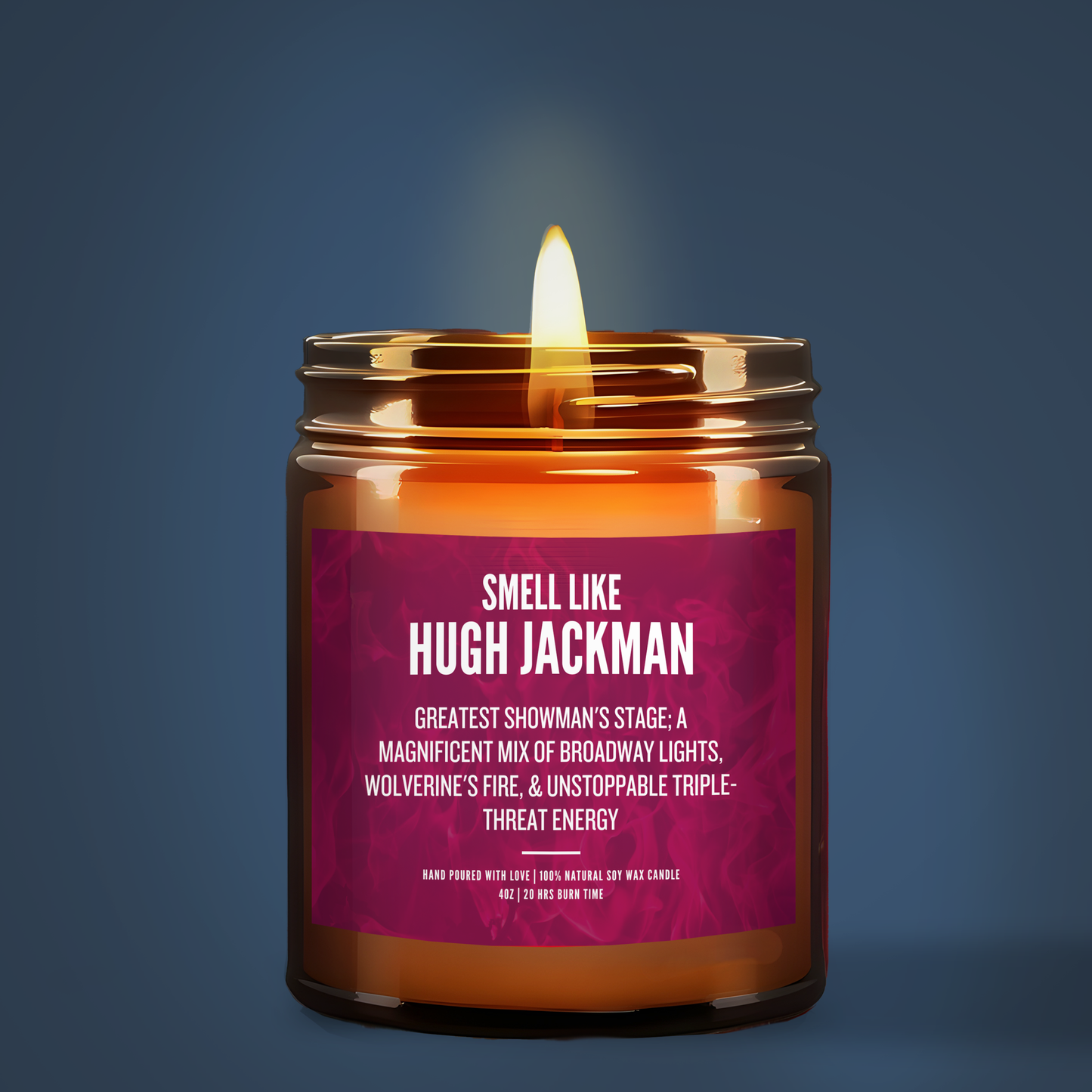 Hugh Jackman Scented Gift | Luxury Soy Candle| Hand-Poured Amber Jar