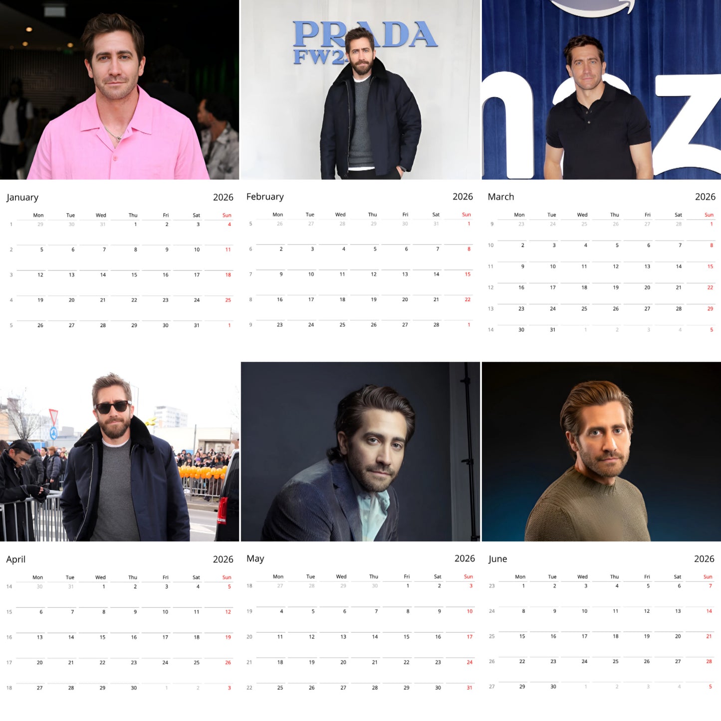 Jake Gyllenhaal 2026 Wall Calendar – Premium Actor Calendar for Fans, Hollywood Heartthrob Gift