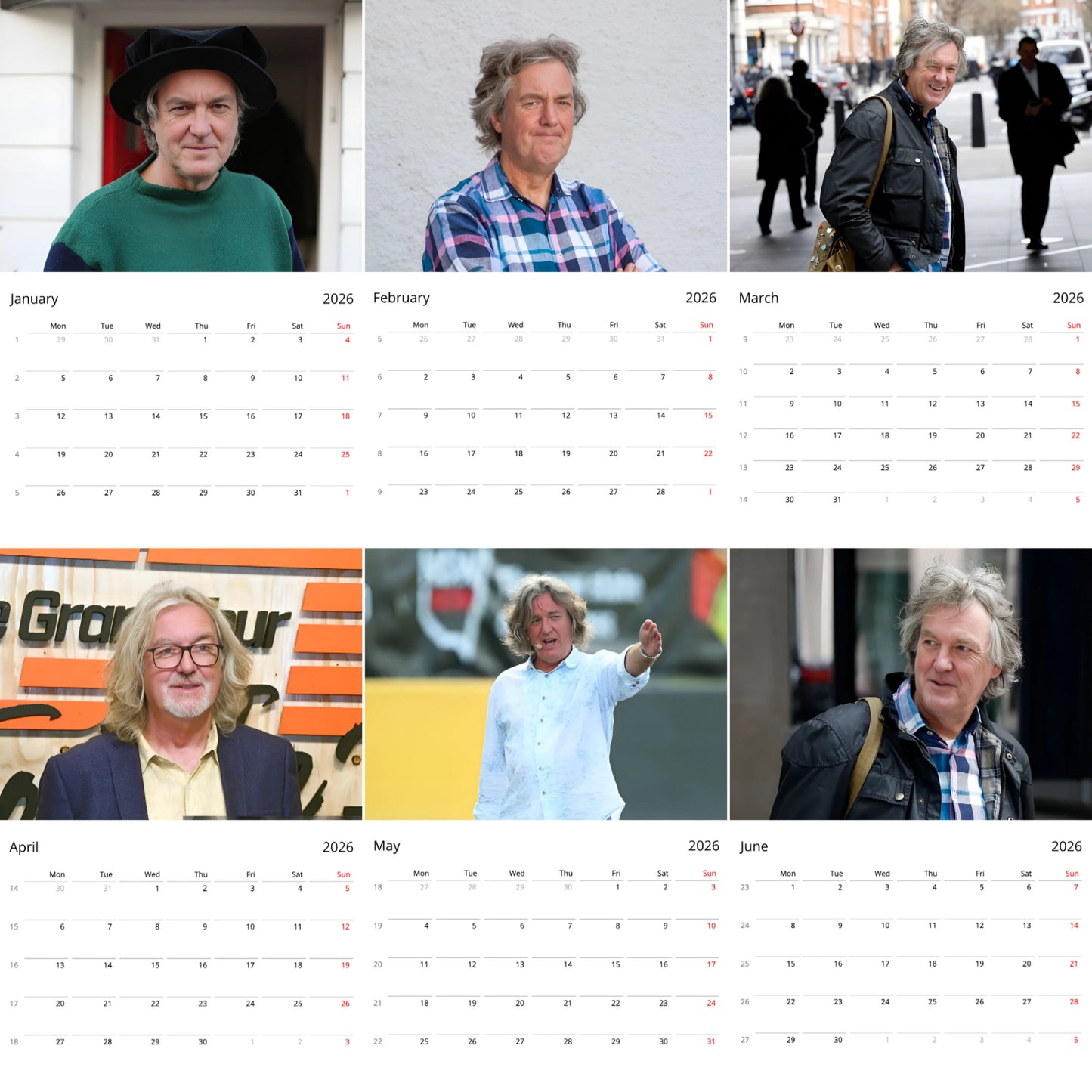 James May 2026 Wall Calendar β Premium TV Star Calendar for Fans, Top Gear Legend Gift