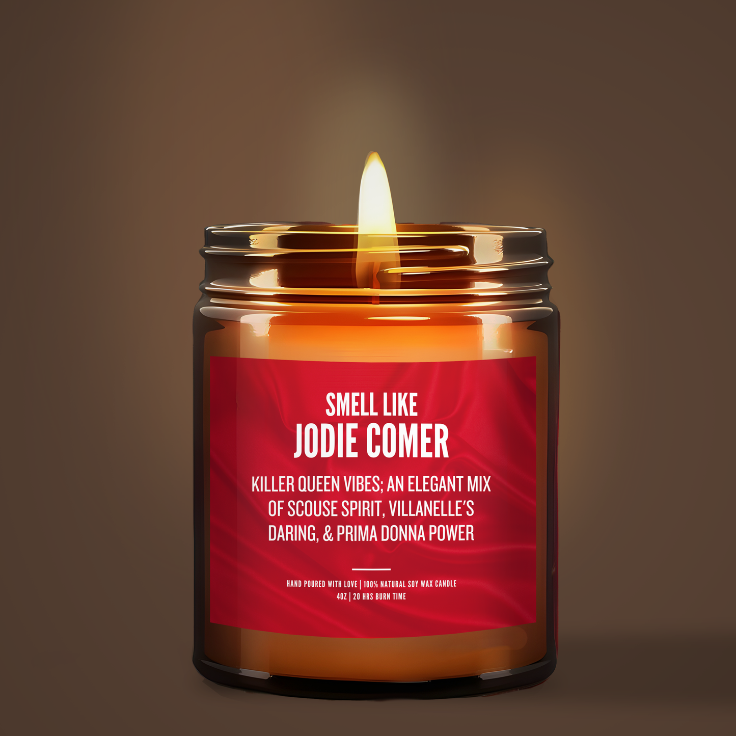 Jodie Comer Scented Candle For Fans | Luxury Gift | Hand-Poured Amber Jar
