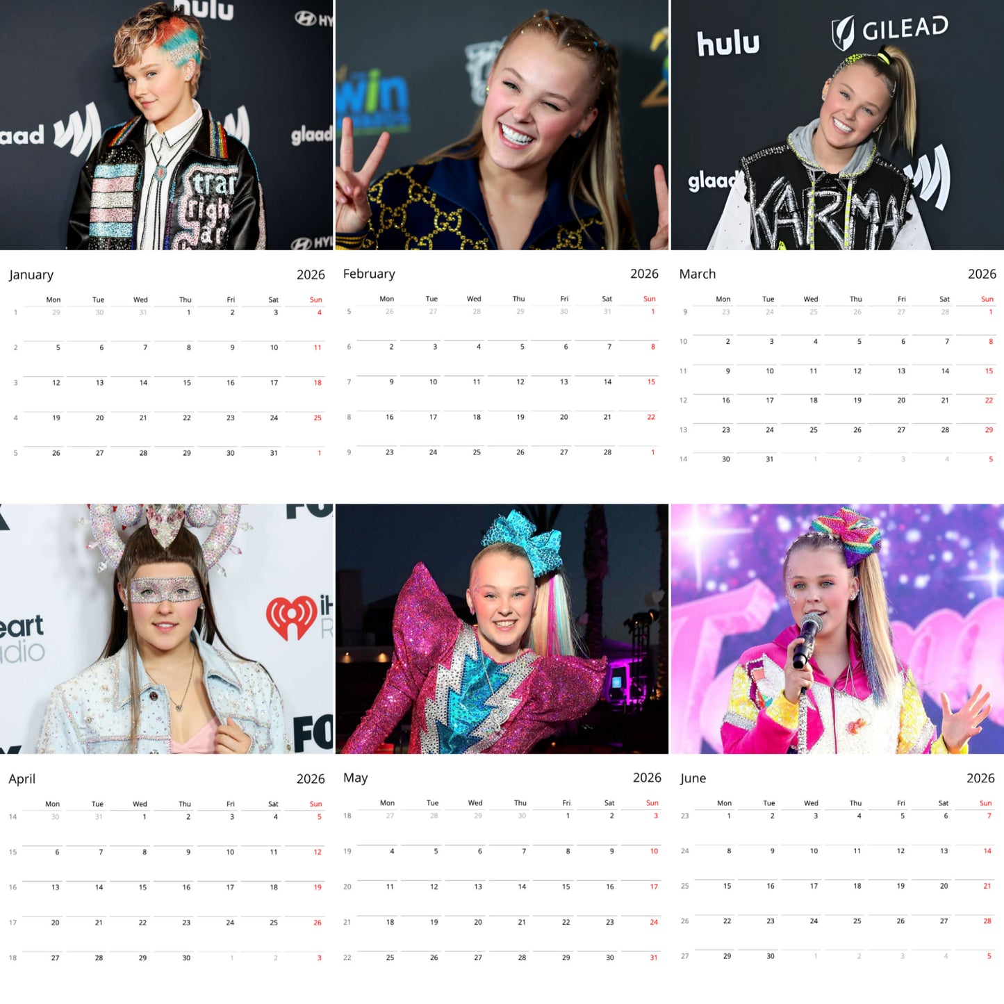 JoJo Siwa 2026 Wall Calendar β Premium Singer & Dancer Calendar for Fans, Pop Star Gift