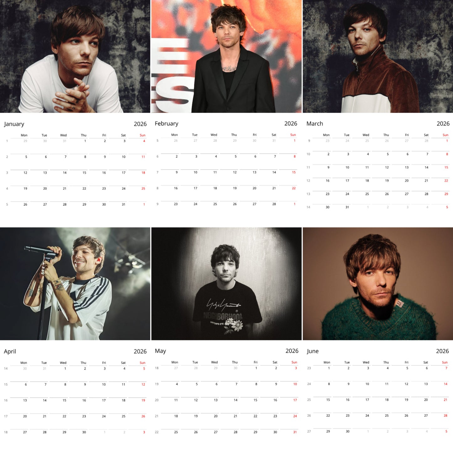 Louis Tomlinson 2026 Wall Calendar (Large Calendar) – Celebrity Fan Gift, Premium Wall Art