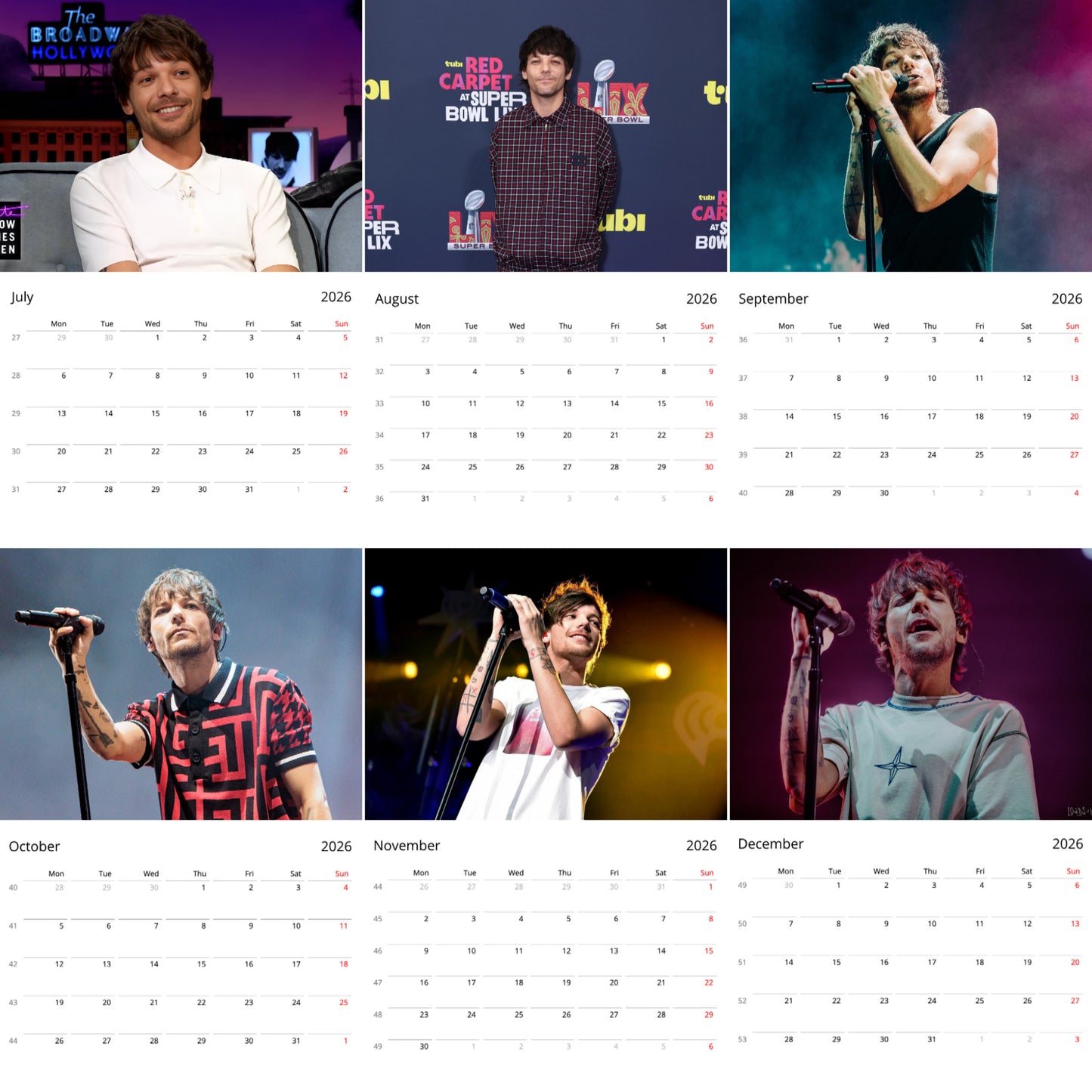Louis Tomlinson 2026 Wall Calendar (Large Calendar) – Celebrity Fan Gift, Premium Wall Art