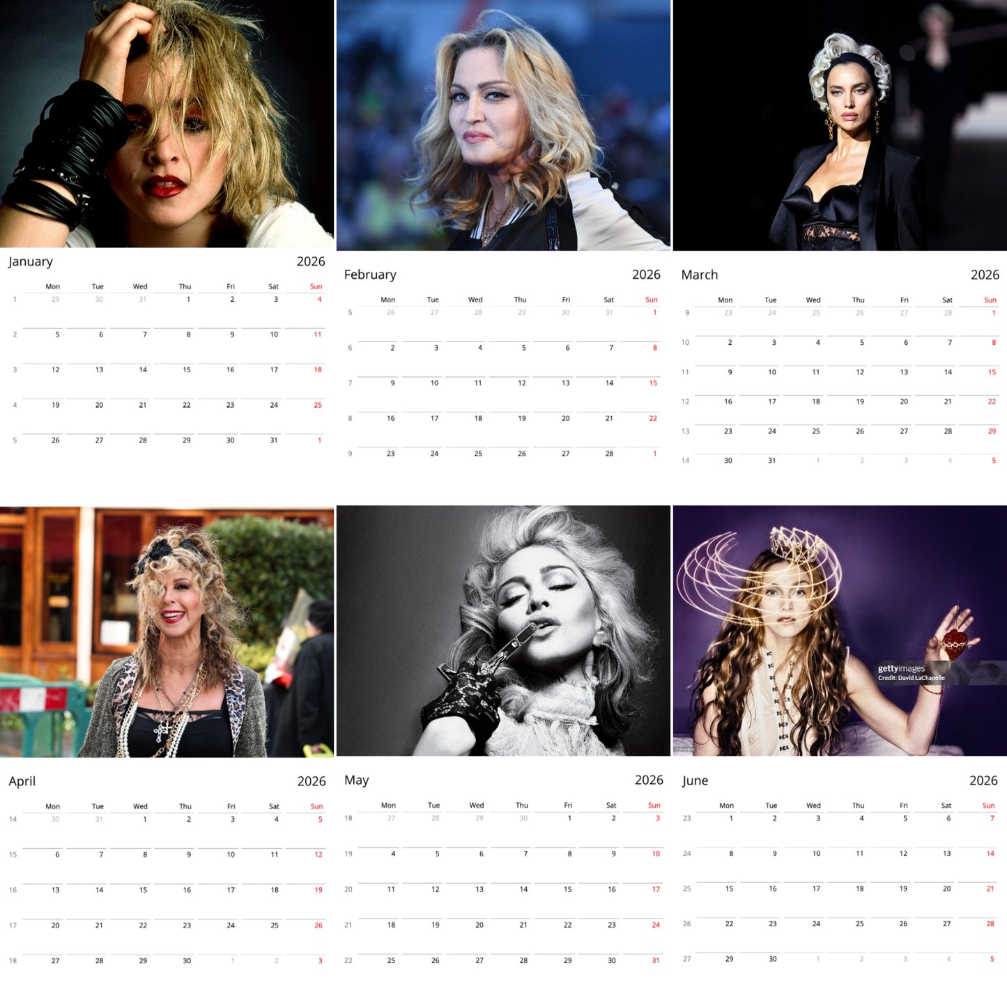 Madonna 2026 Wall Calendar (Large Calendar) β Iconic Music Legend, Premium Fan Gift