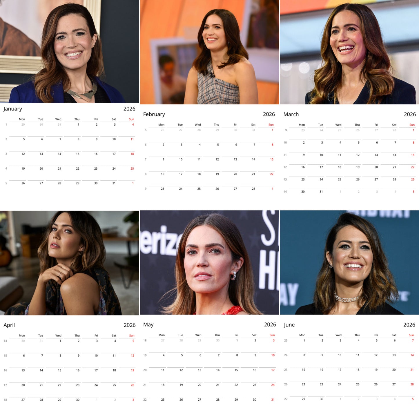 Mandy Moore 2026 Wall Calendar (Large Calendar) β Celebrity Fan Gift, Premium Wall Art