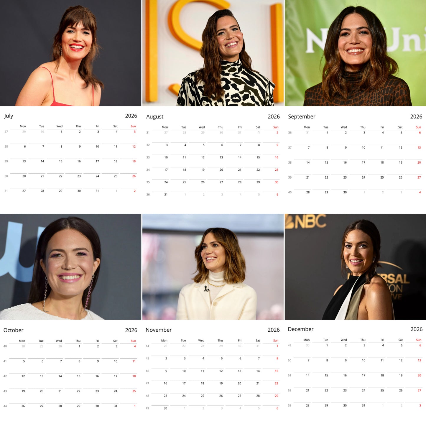 Mandy Moore 2026 Wall Calendar (Large Calendar) β Celebrity Fan Gift, Premium Wall Art