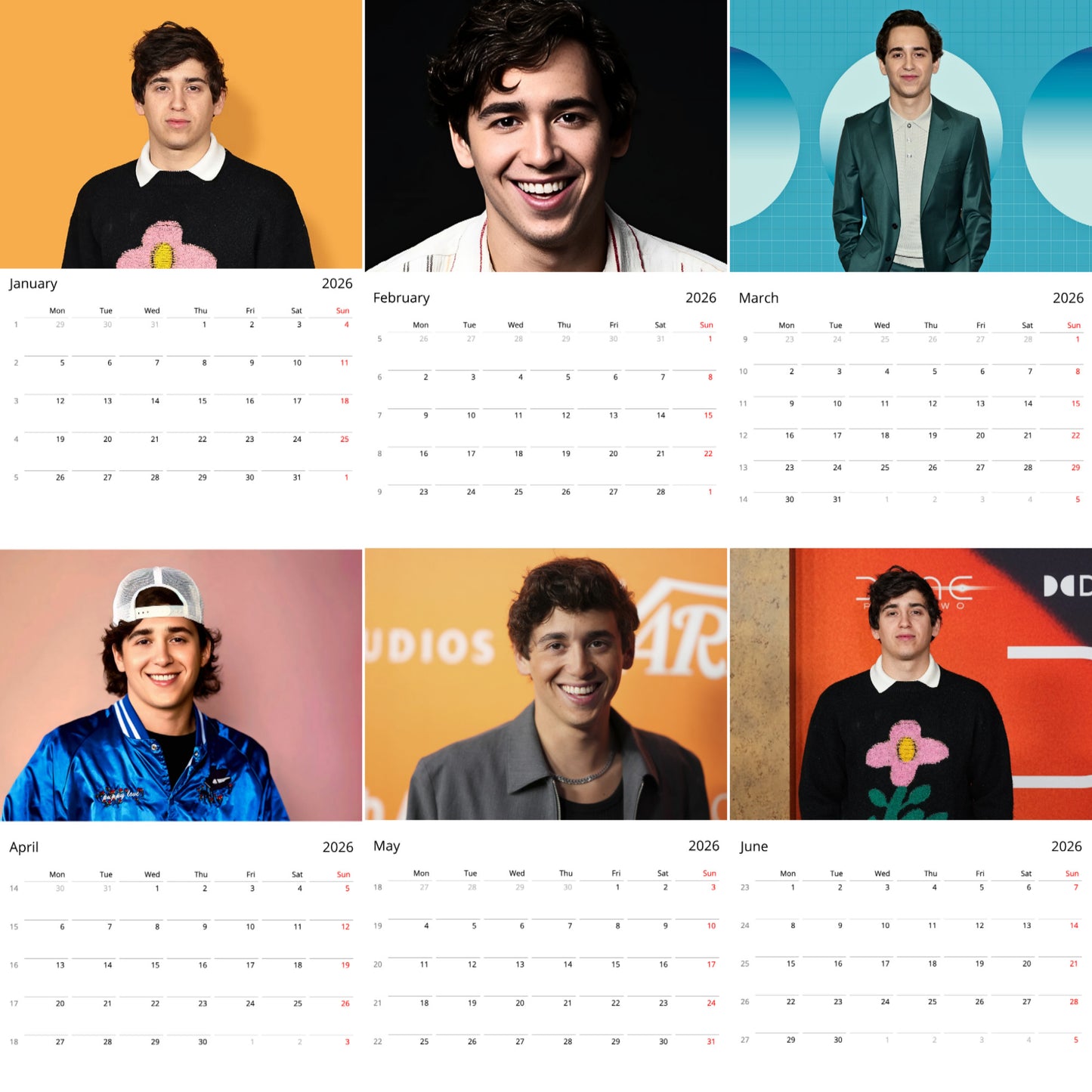Marcello Hernandez 2026 Wall Calendar (Large Calendar) β Celebrity Fan Gift, Premium Wall Art