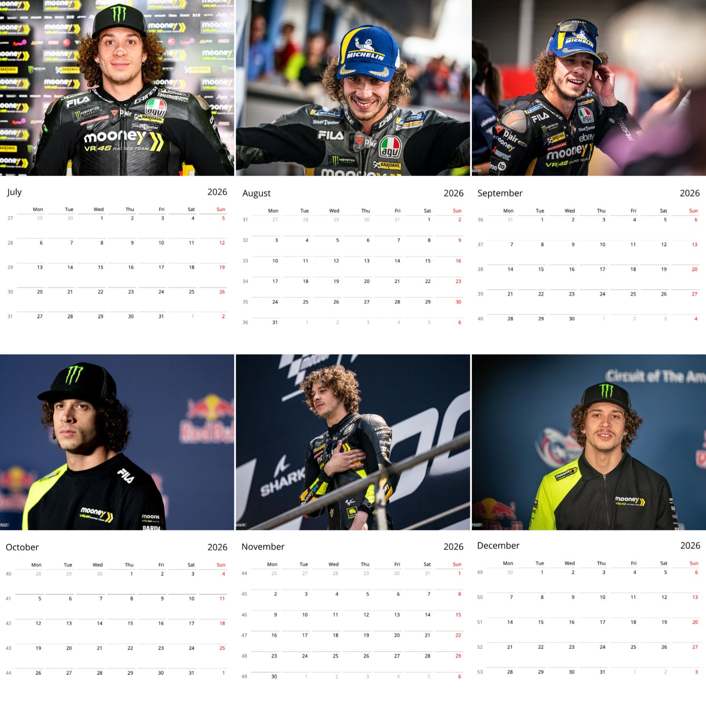 Marco Bezzecchi 2026 Wall Calendar (Large Calendar) β MotoGP Fan Gift, Racing Wall Art