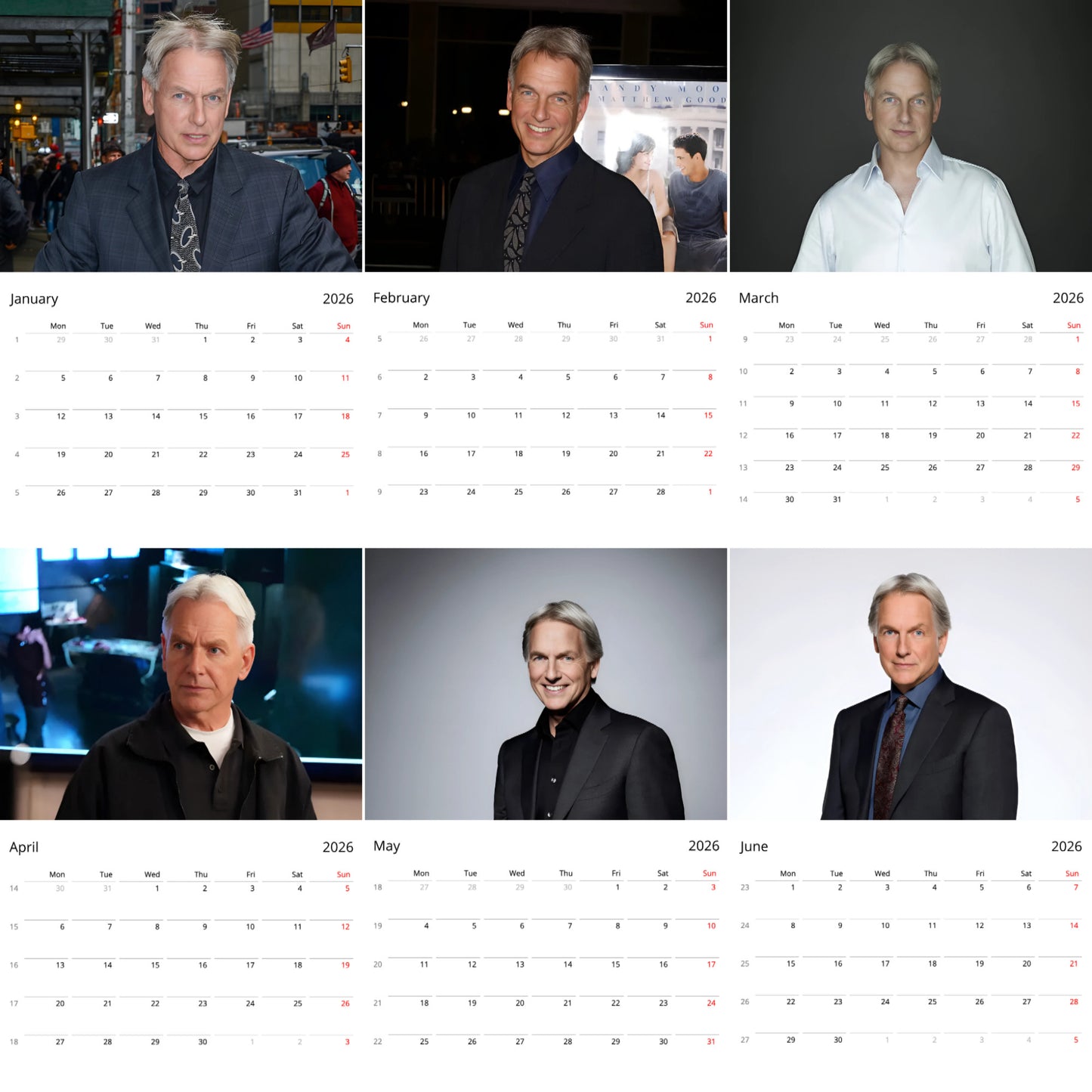 Mark Harmon 2026 Wall Calendar β Premium TV Legend Calendar for NCIS Fans