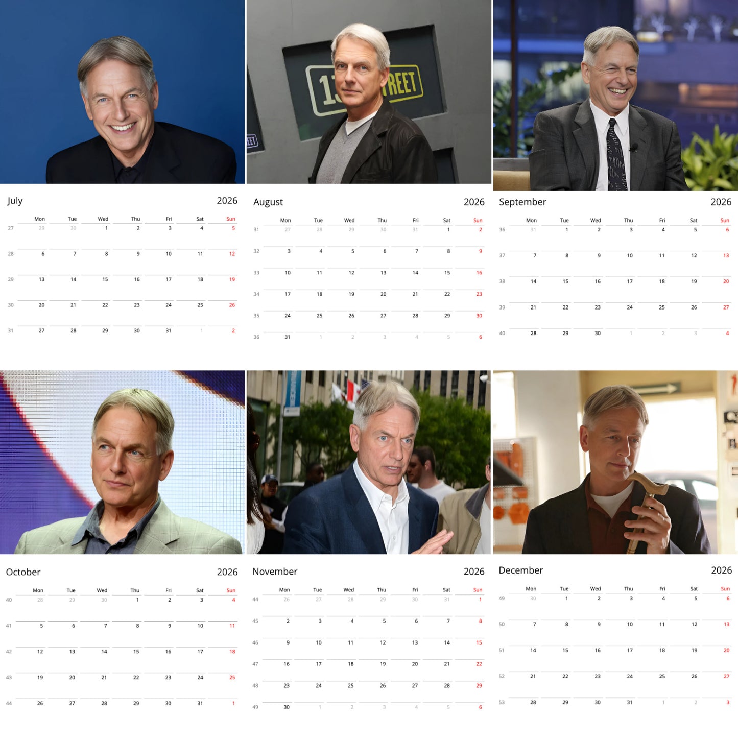 Mark Harmon 2026 Wall Calendar β Premium TV Legend Calendar for NCIS Fans