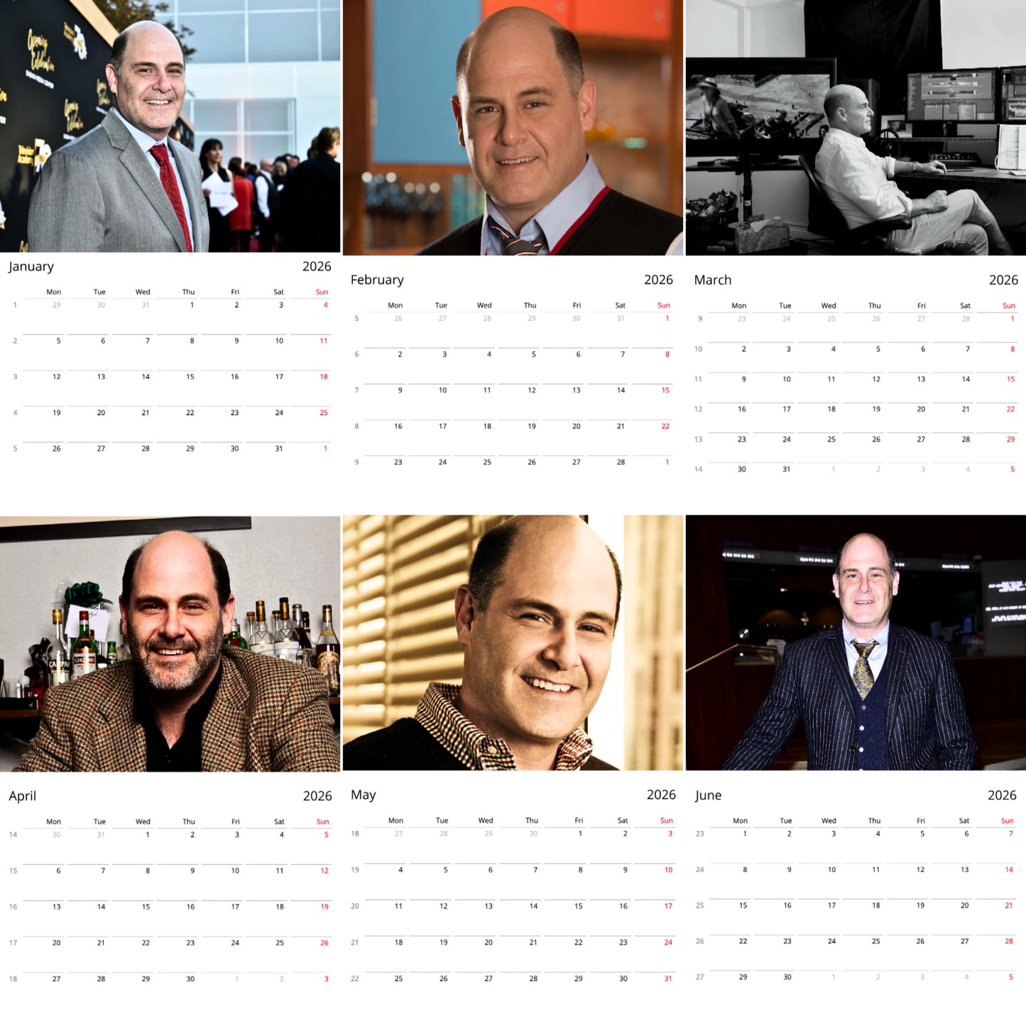 Matthew Weiner 2026 Wall Calendar ( Large Calendar ) β Creator of Mad Men Collectors Edition