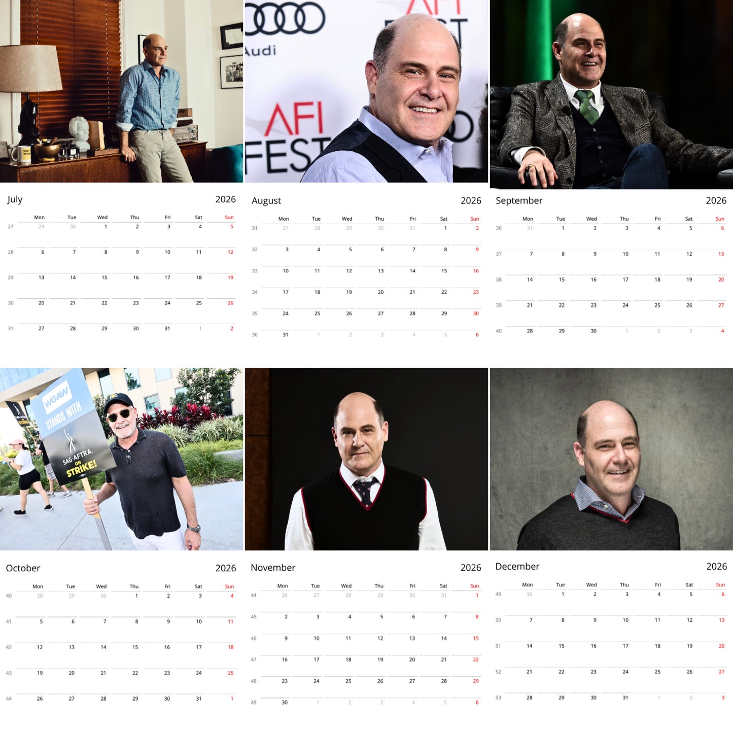 Matthew Weiner 2026 Wall Calendar ( Large Calendar ) β Creator of Mad Men Collectors Edition