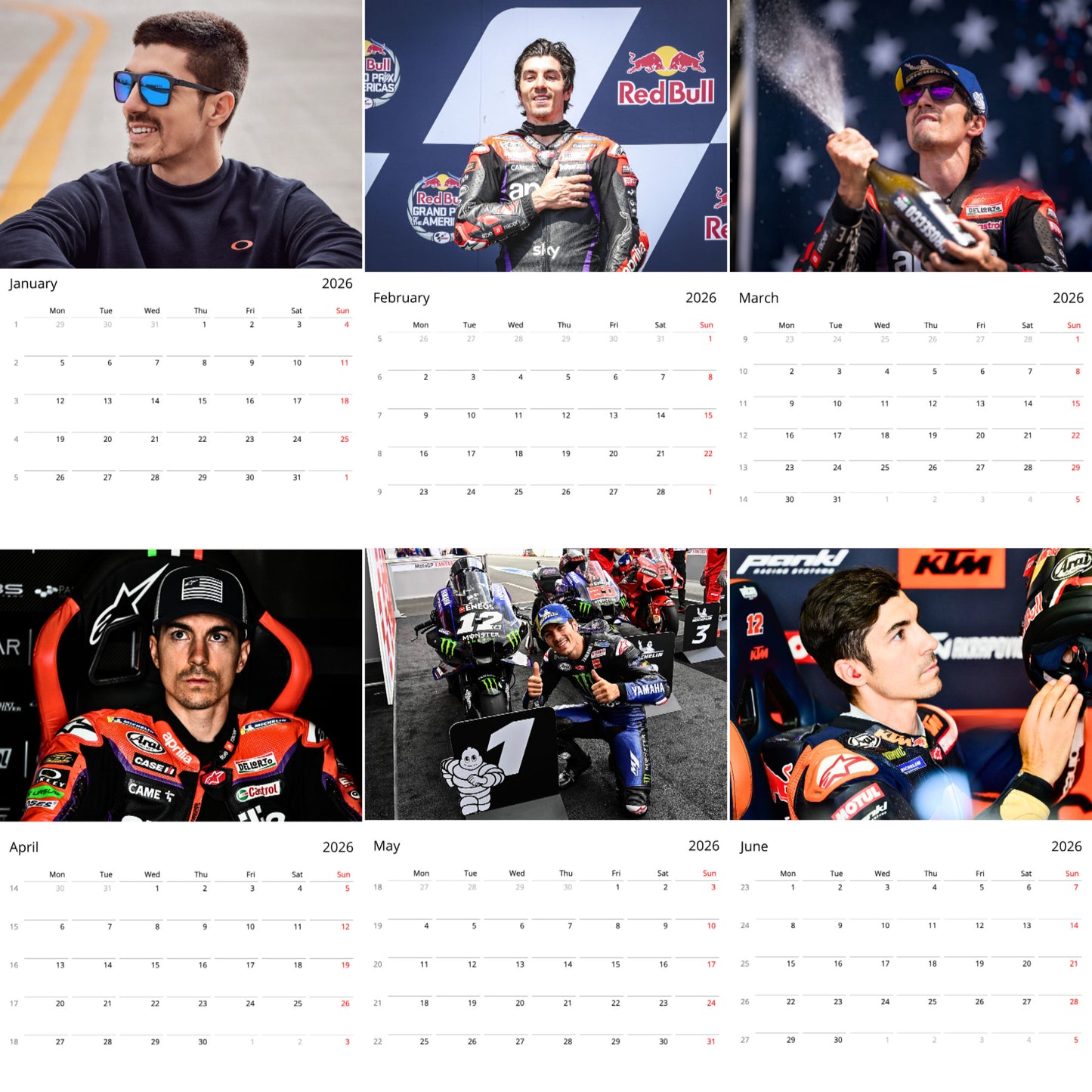 Maverick Viñales 2026 Wall Calendar (Large Calendar) – MotoGP Star Gift, Premium Wall Art