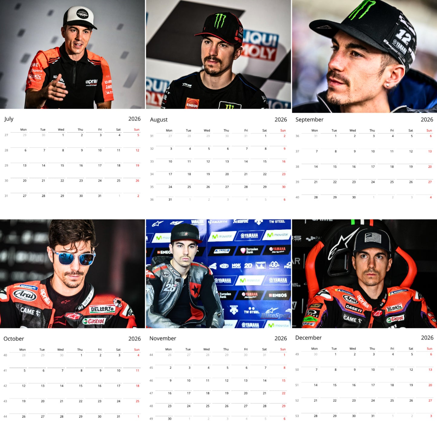 Maverick Viñales 2026 Wall Calendar (Large Calendar) – MotoGP Star Gift, Premium Wall Art