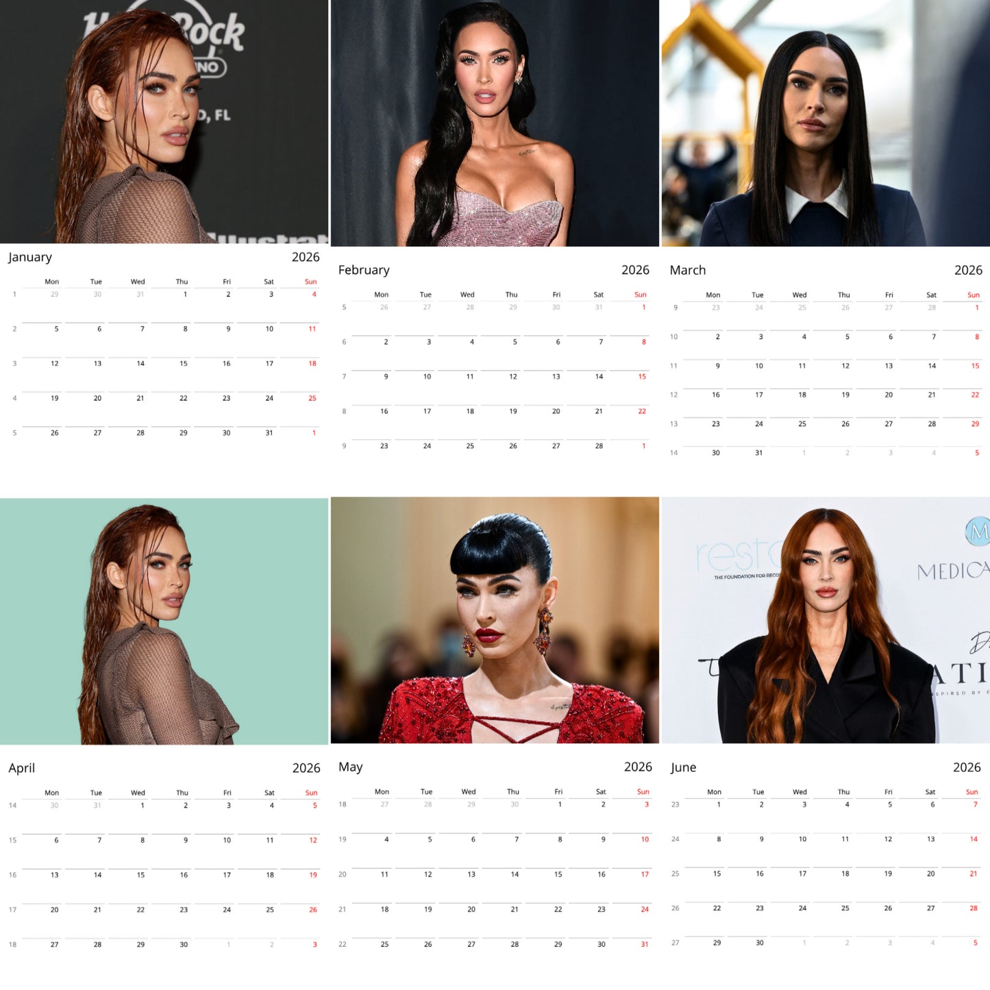 Megan Fox 2026 Wall Calendar (Large Calendar) β Celebrity Fan Gift, Premium Wall Art