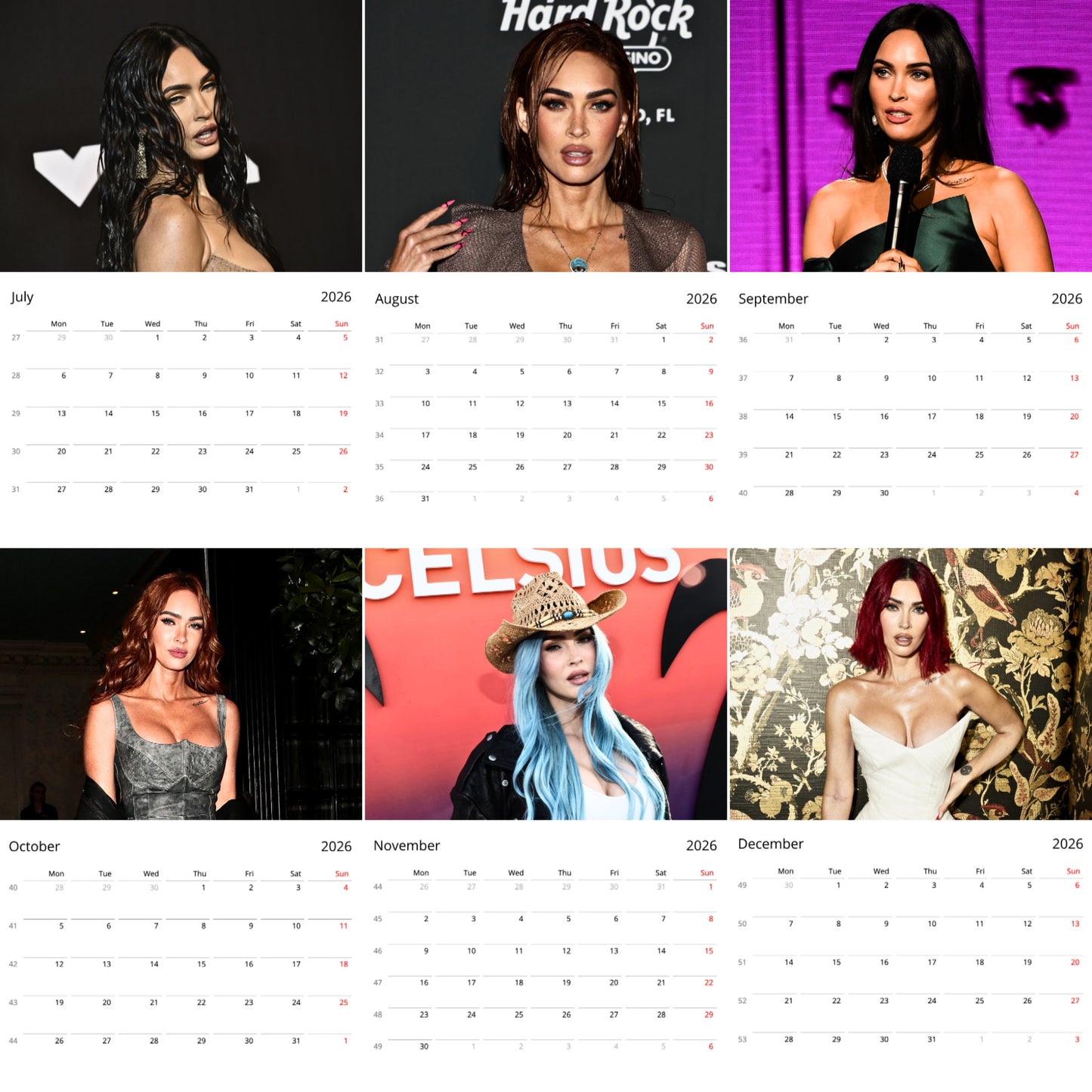 Megan Fox 2026 Wall Calendar (Large Calendar) β Celebrity Fan Gift, Premium Wall Art