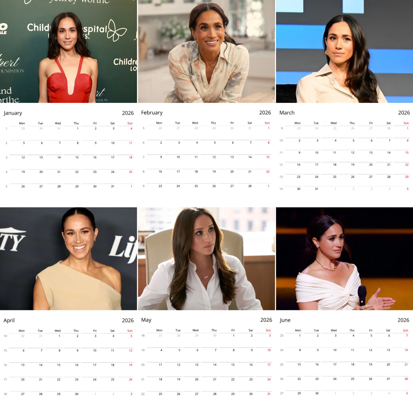 Meghan Markle 2026 Wall Calendar β Premium Royal Celebrity Calendar for Fans, Duchess Gift