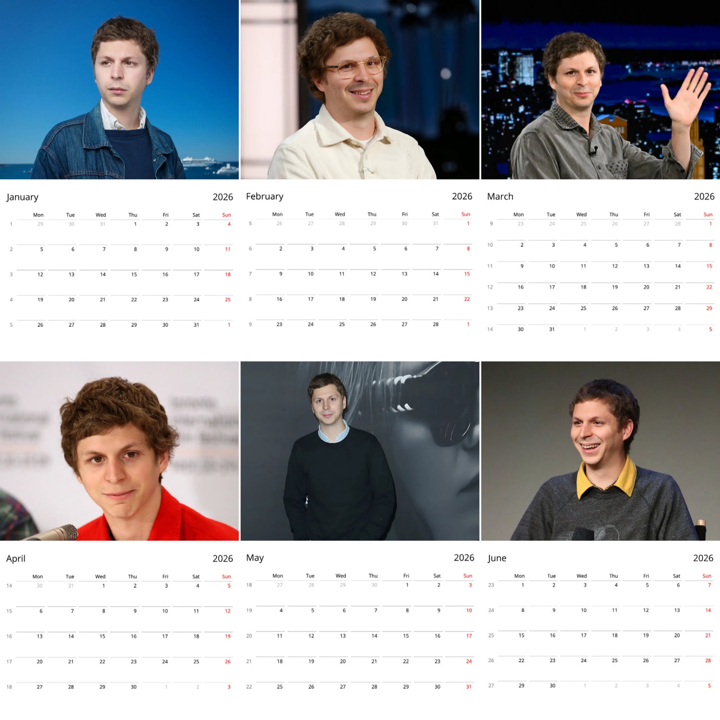 Michael Cera 2026 Wall Calendar β Premium Actor Calendar for Fans, Hollywood Star Gift