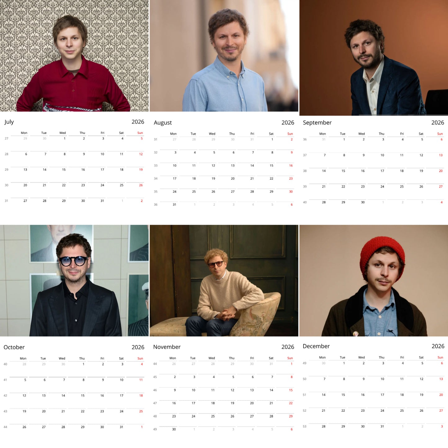 Michael Cera 2026 Wall Calendar β Premium Actor Calendar for Fans, Hollywood Star Gift