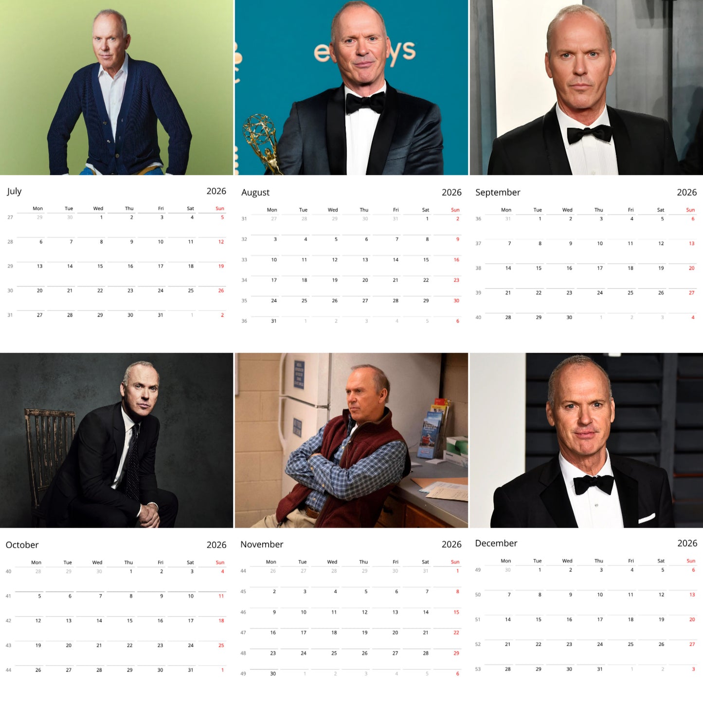 Michael Keaton 2026 Wall Calendar (Large Calendar) β Hollywood Legend