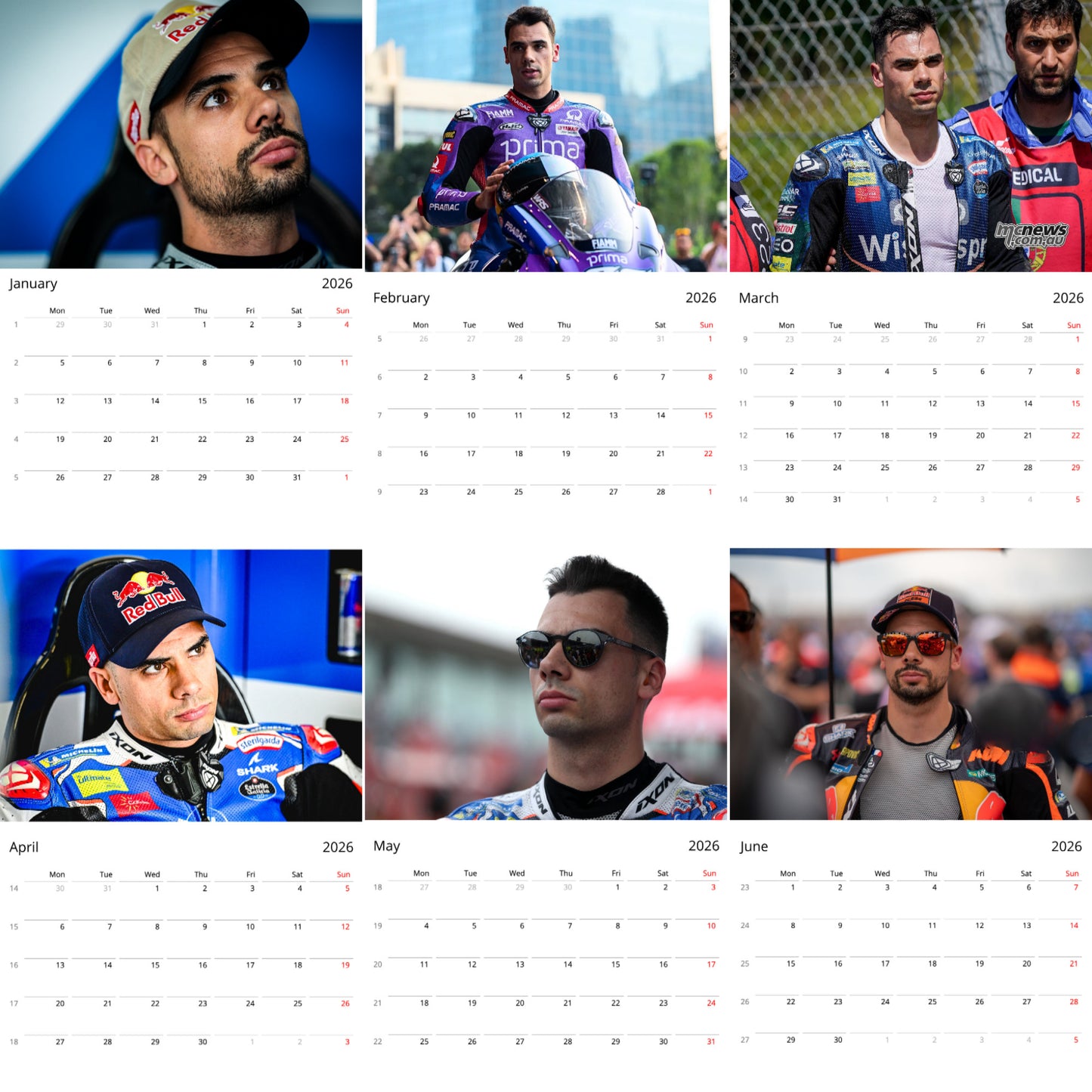 Miguel Oliveira 2026 Wall Calendar ( Large Calendar ) β MotoGP Racing Star Collectors Edition