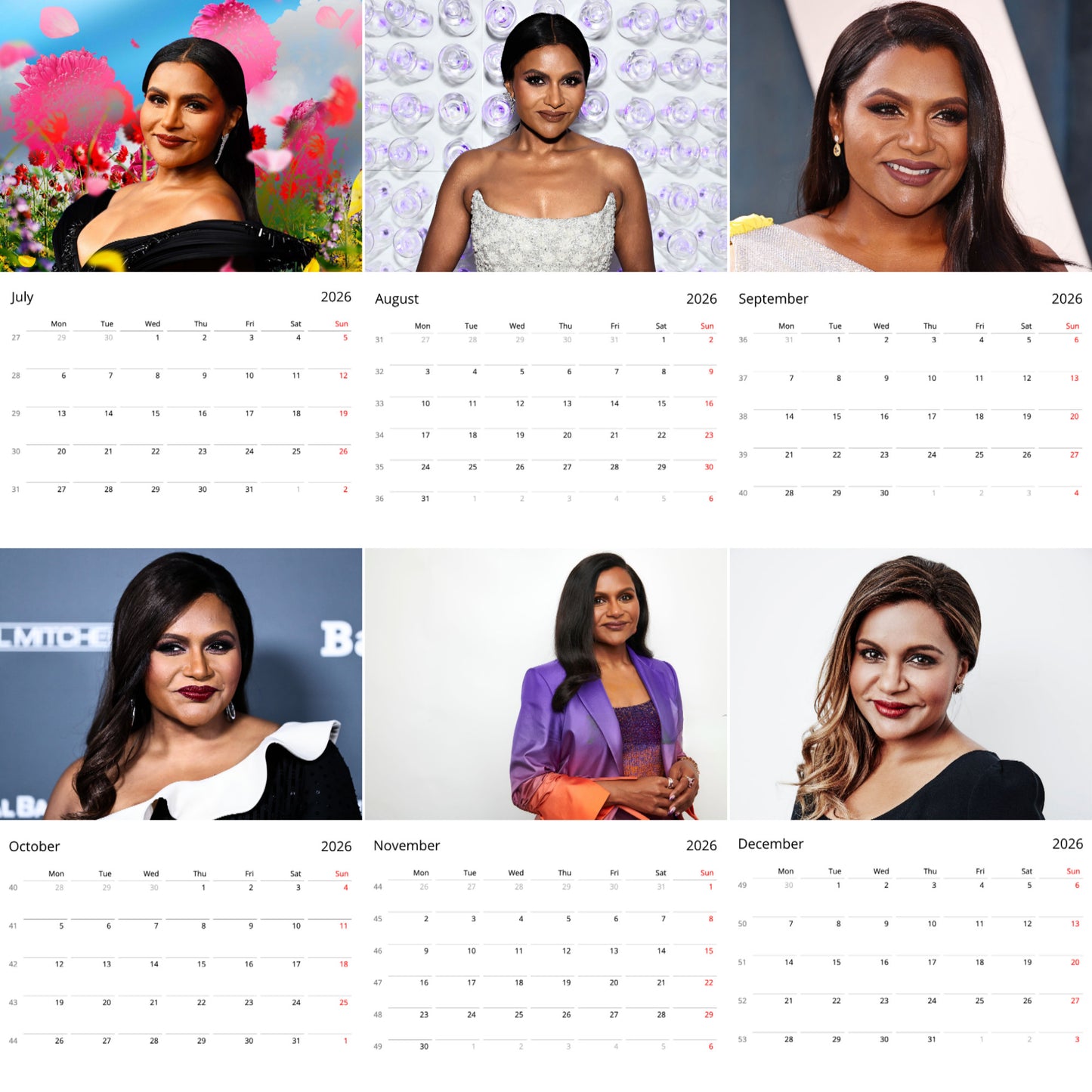 Mindy Kaling 2026 Wall Calendar ( Large Calendar ) β Actress, Writer & Comedian Edition
