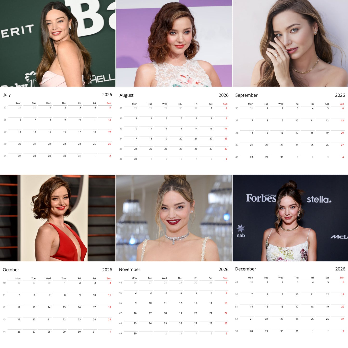 Miranda Kerr 2026 Wall Calendar ( Large Calendar ) β Supermodel & Fashion Icon Collectors Calendar