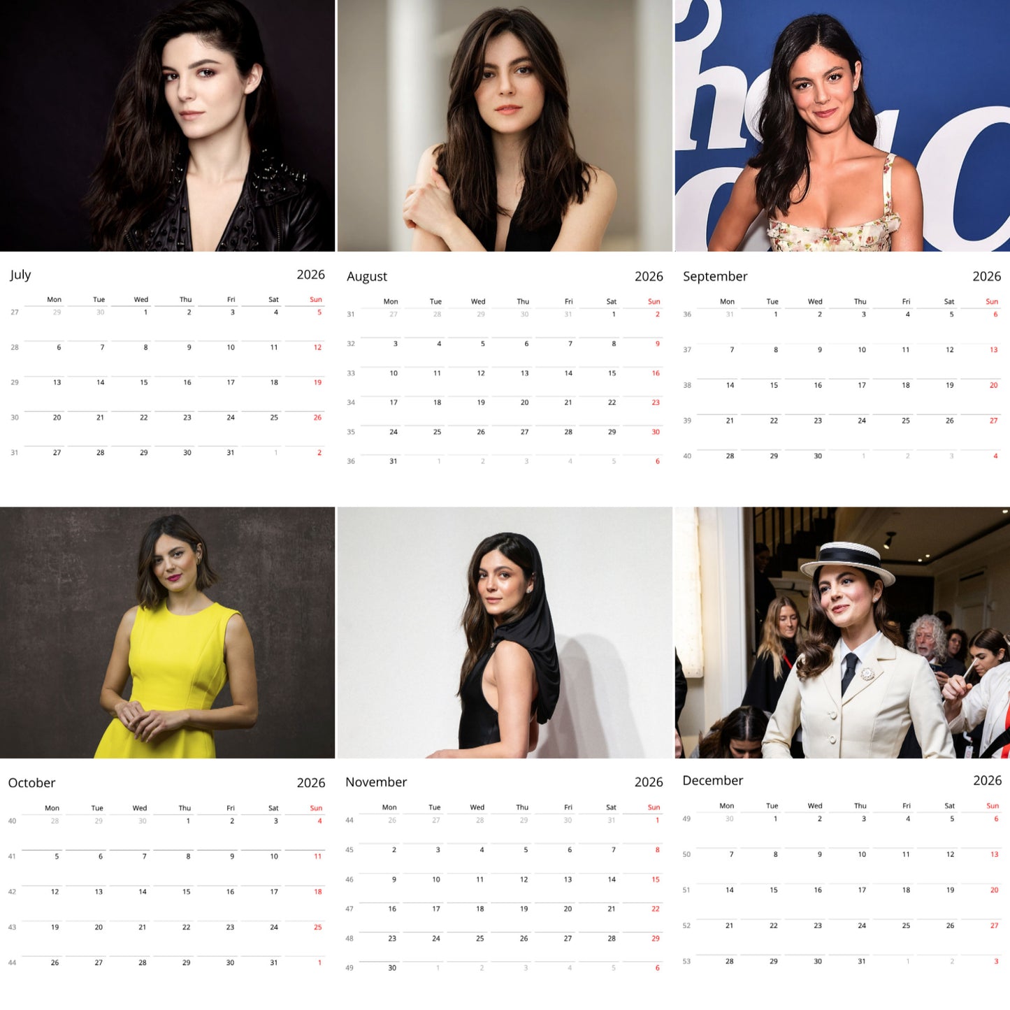 Monica Barbaro 2026 Wall Calendar ( Large Calendar ) – Elegant Celebrity Calendar for Fans