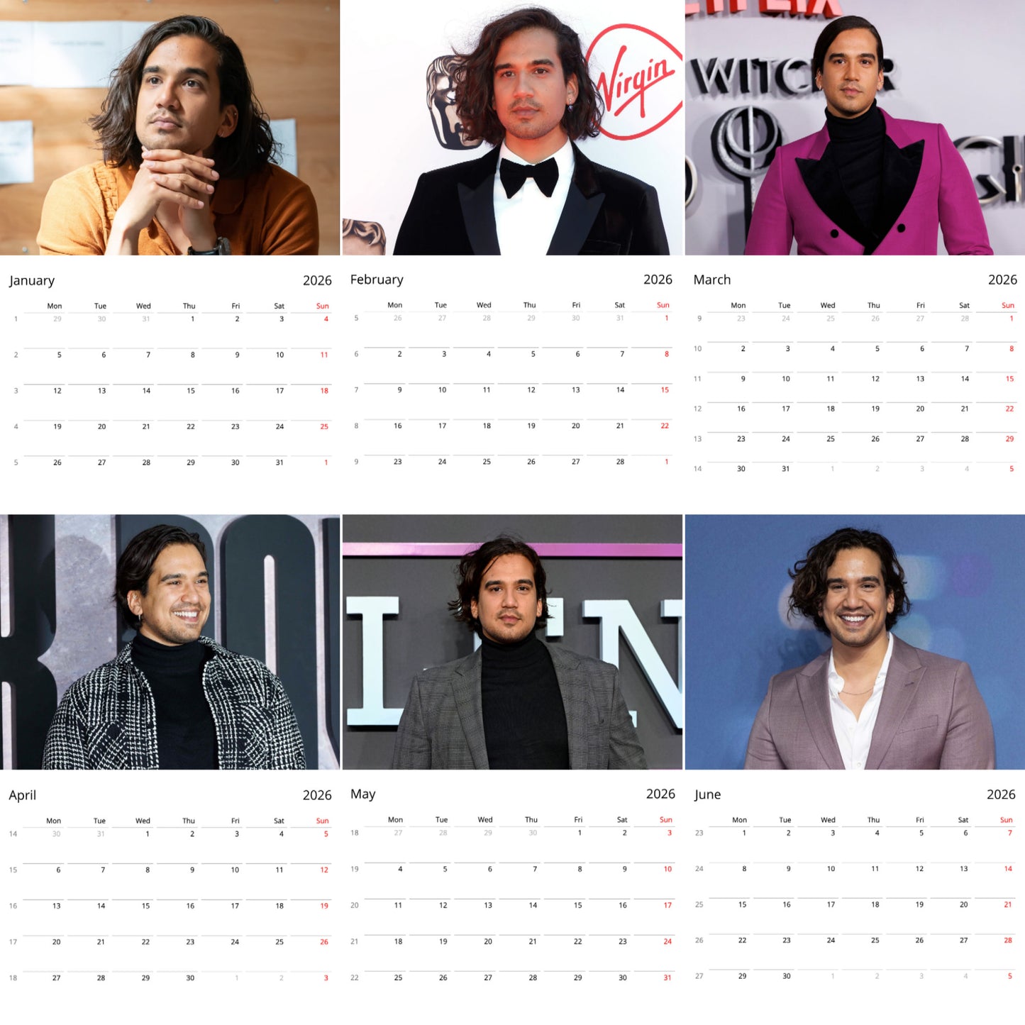 Nathaniel Curtis 2026 Wall Calendar ( Large Calendar ) β Premium Actor Calendar for Fans