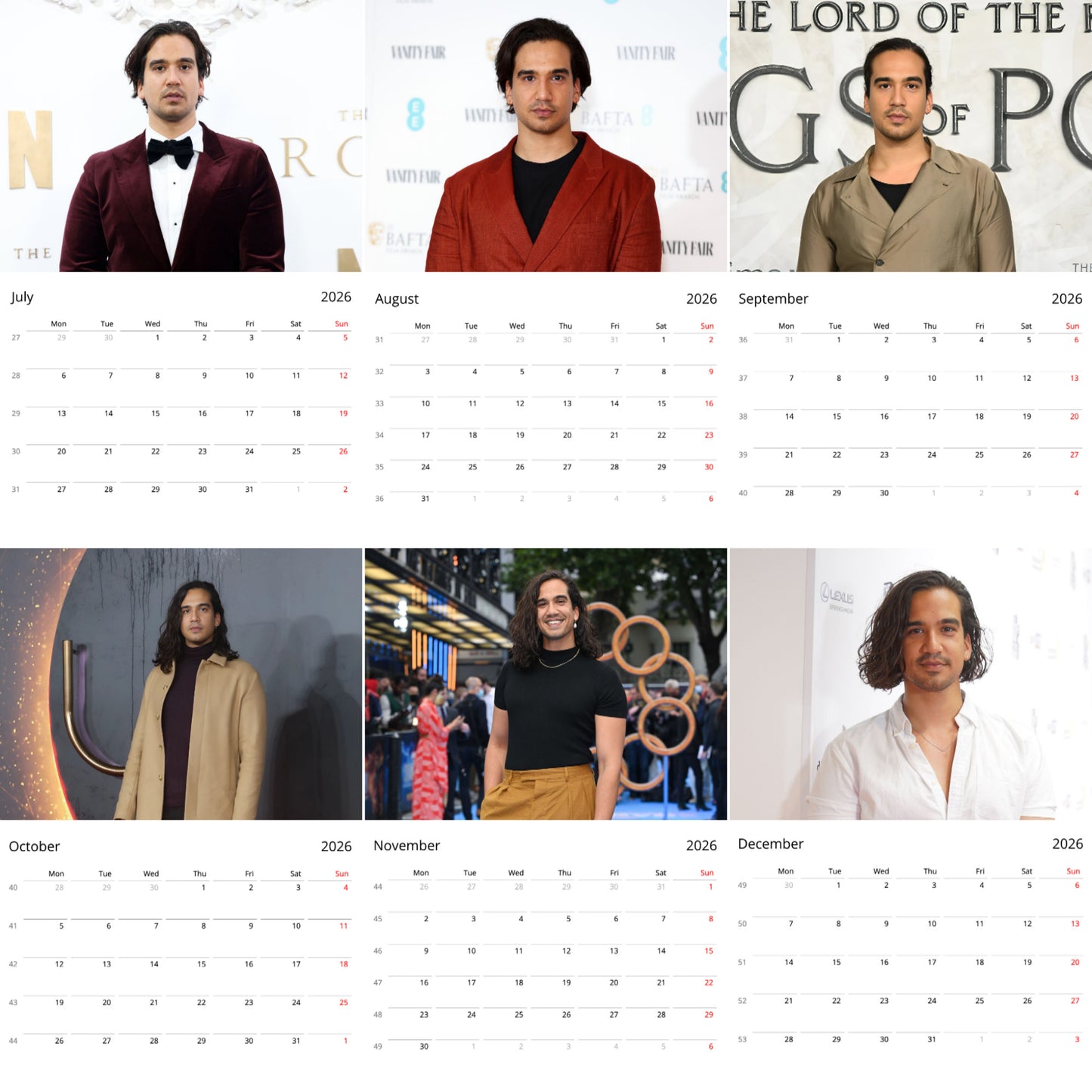 Nathaniel Curtis 2026 Wall Calendar ( Large Calendar ) β Premium Actor Calendar for Fans