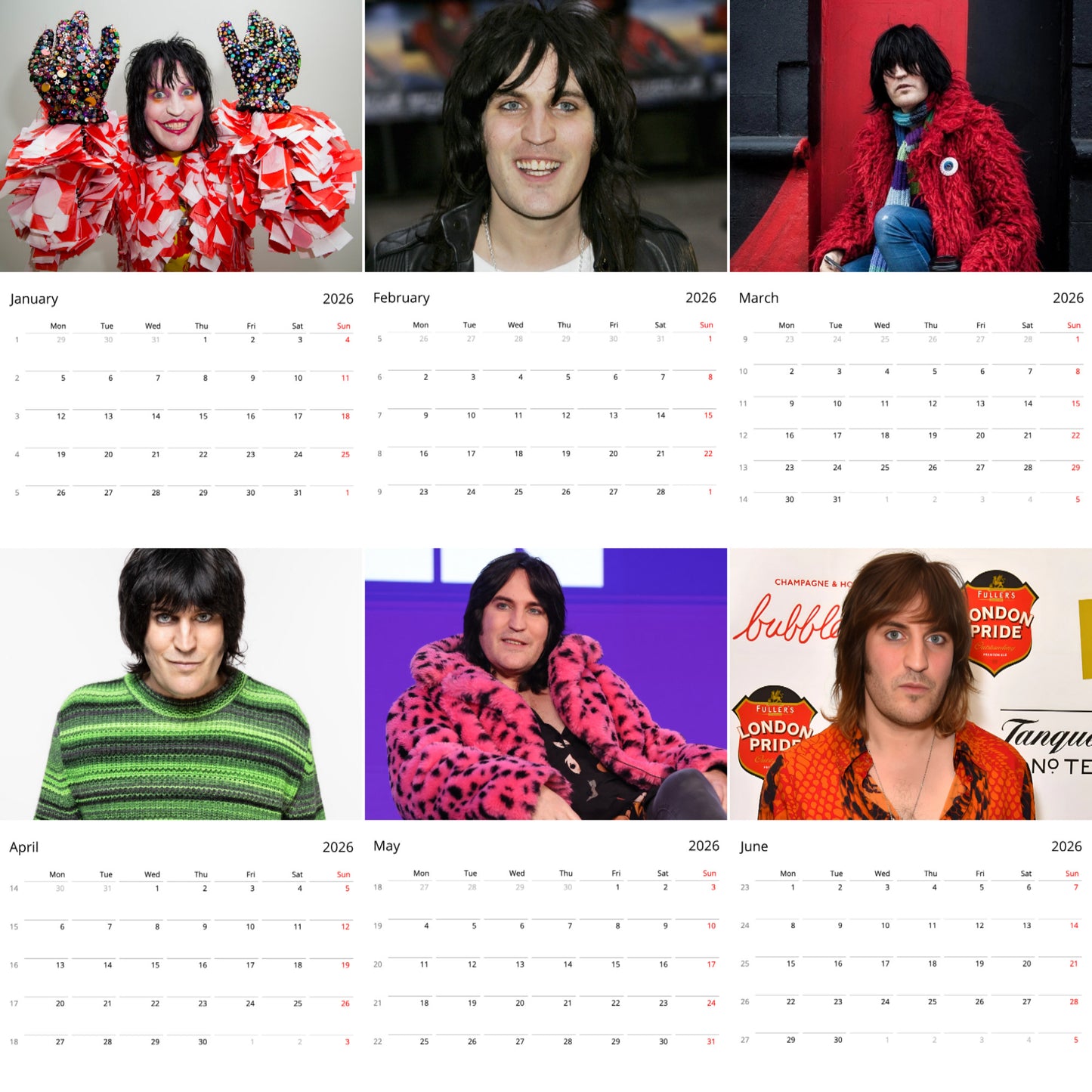 Noel Fielding 2026 Wall Calendar ( Large Calendar ) β Premium Celebrity Art Calendar for Fans