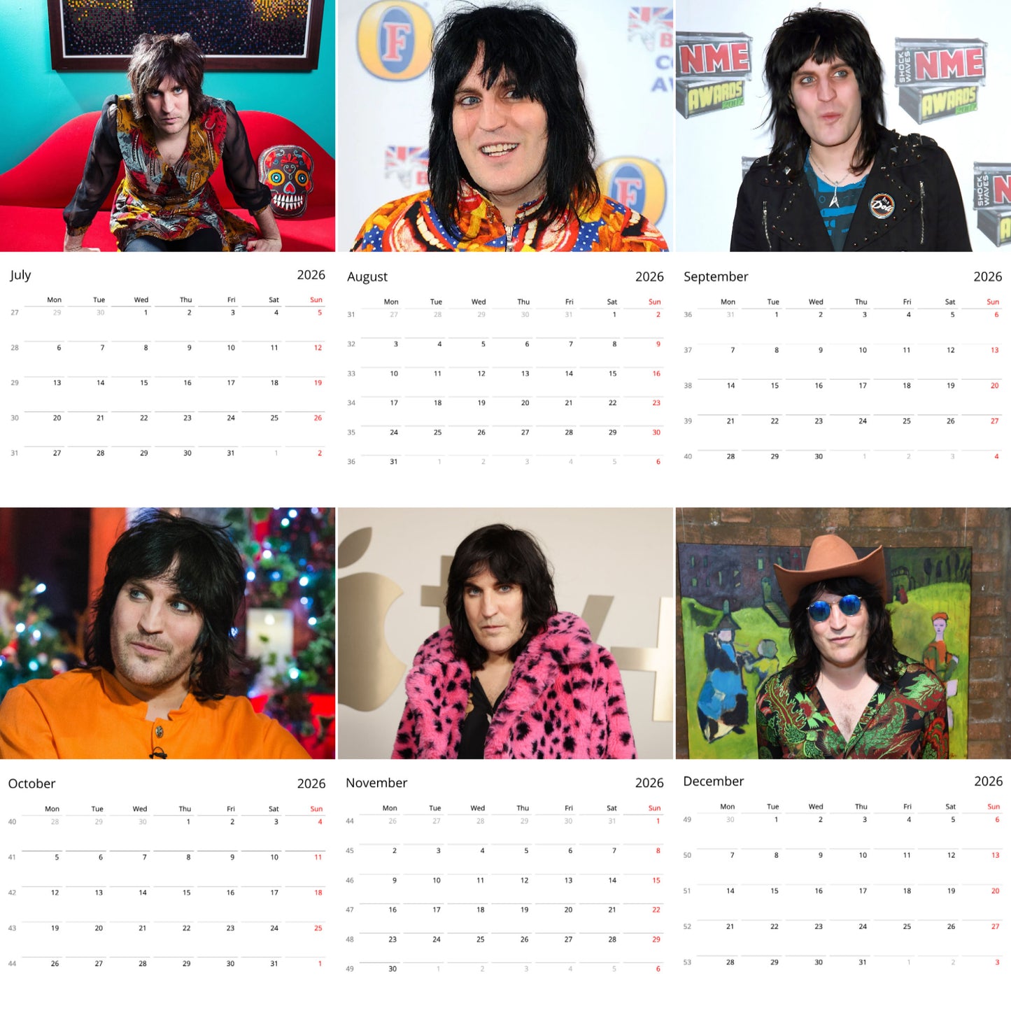 Noel Fielding 2026 Wall Calendar ( Large Calendar ) β Premium Celebrity Art Calendar for Fans