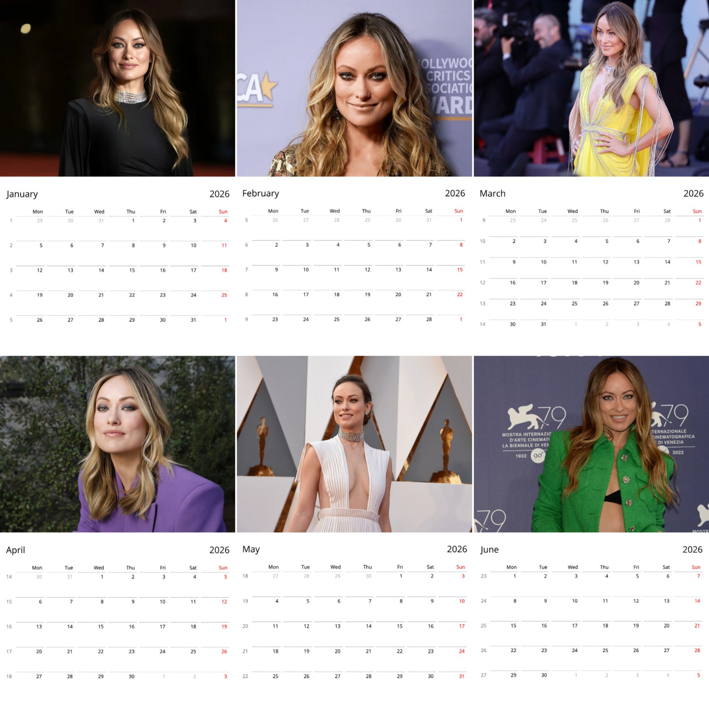 Olivia Wilde 2026 Wall Calendar ( Large Calendar ) β Premium Celebrity Art Calendar for Fans