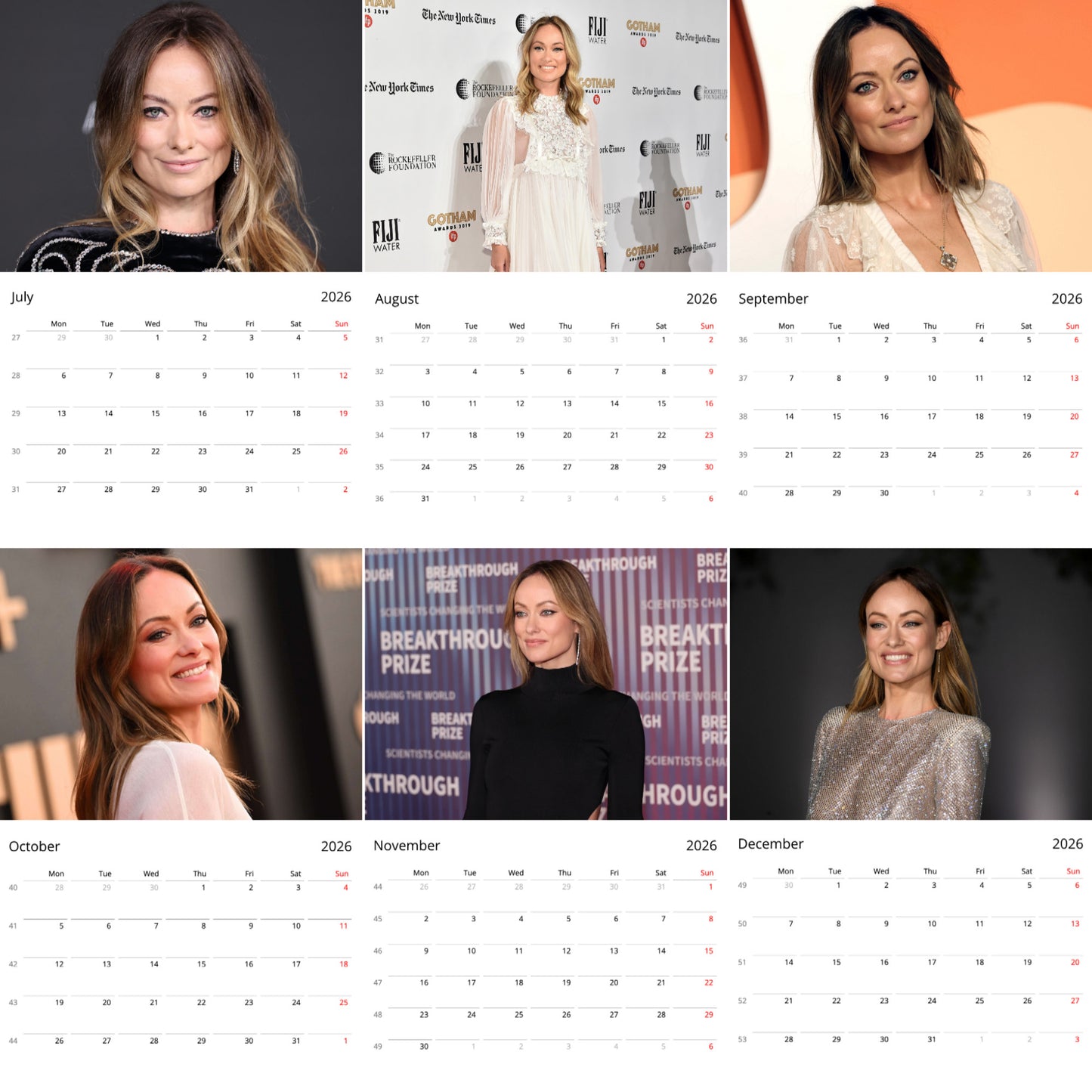 Olivia Wilde 2026 Wall Calendar ( Large Calendar ) β Premium Celebrity Art Calendar for Fans