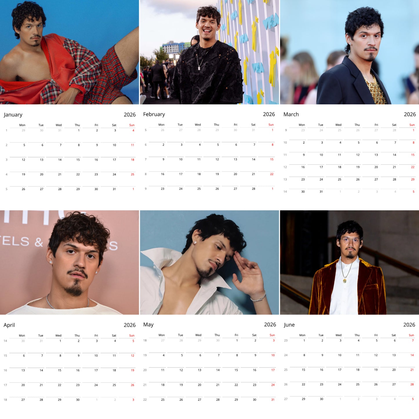 Omar Apollo 2026 Wall Calendar ( Large Calendar ) β Premium Art Calendar for Fans