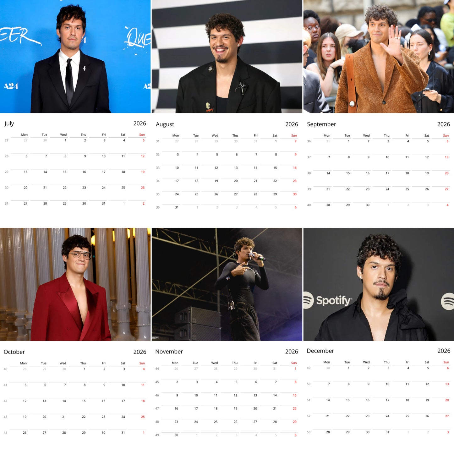 Omar Apollo 2026 Wall Calendar ( Large Calendar ) β Premium Art Calendar for Fans