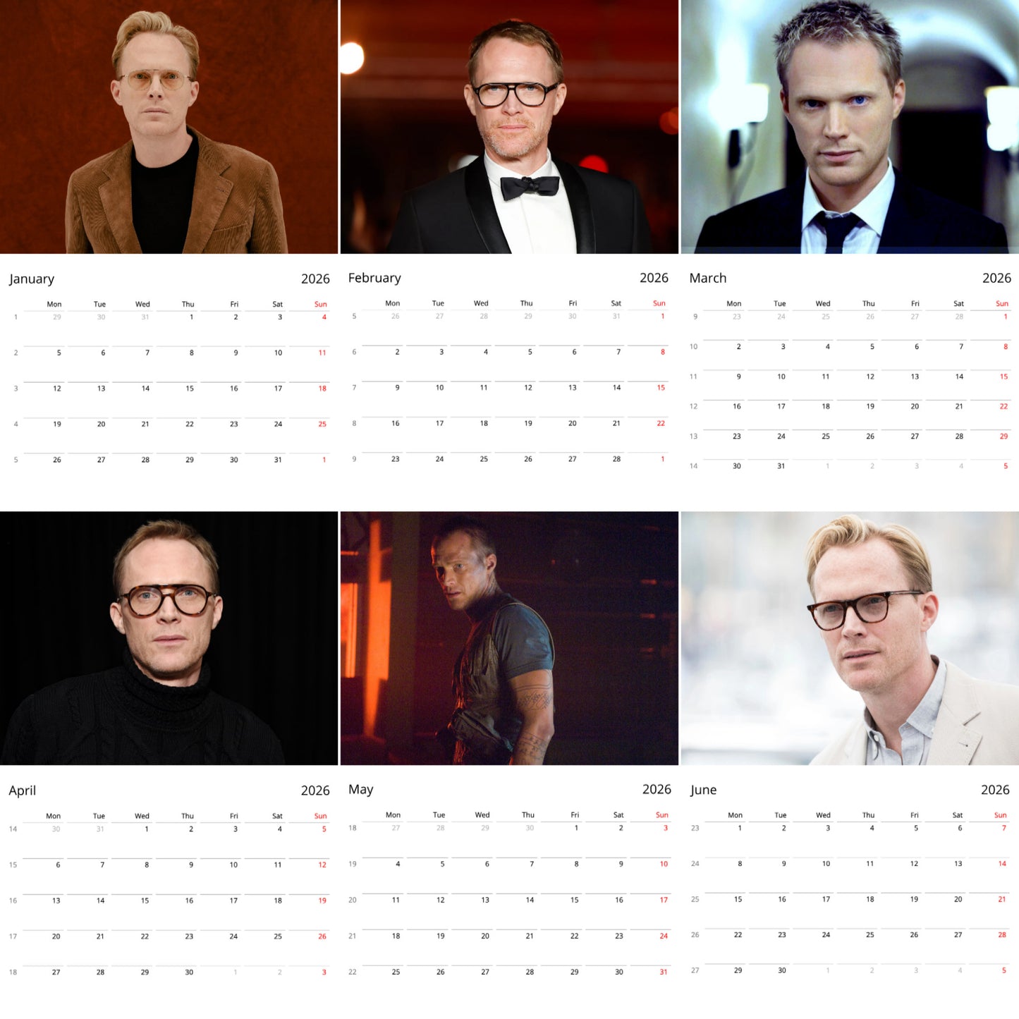 Paul Bettany 2026 Wall Calendar ( Large Calendar ) β Celebrity Fan Gift, Premium Wall Art