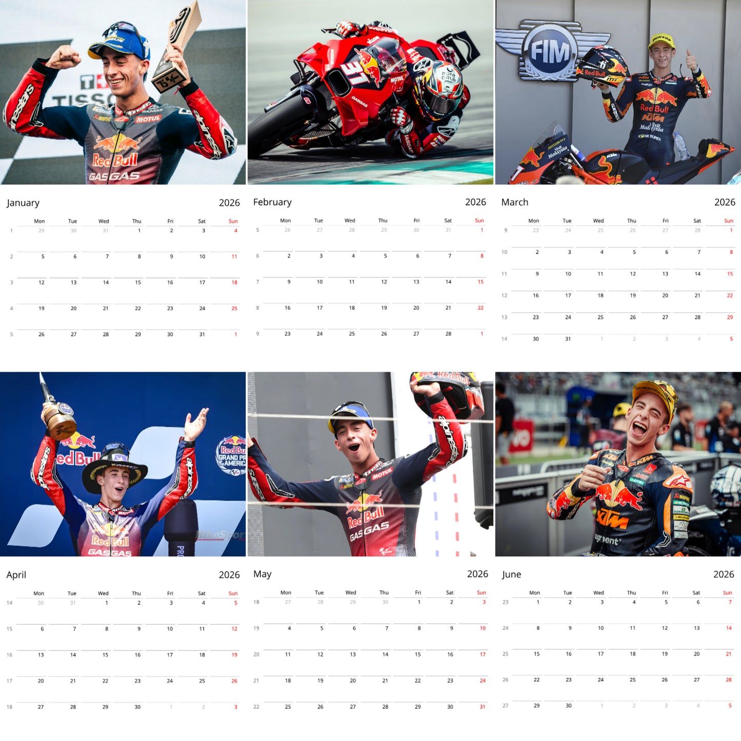 Pedro Acosta 2026 Wall Calendar β MotoGP Racer Tribute Calendar for Fans, Premium Quality Action Prints