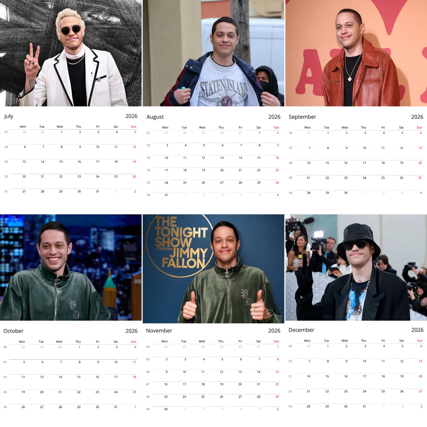 Pete Davidson 2026 Wall Calendar ( Large Calendar ) β Celebrity Fan Gift, Premium Wall Art Calendar
